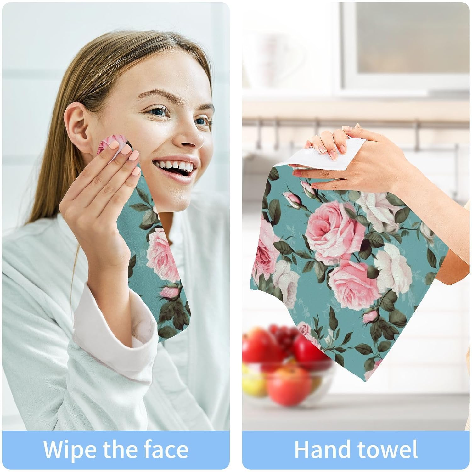 Pretty Rose Pink Reusable Washcloth Set Soft Cotton Face Towel
