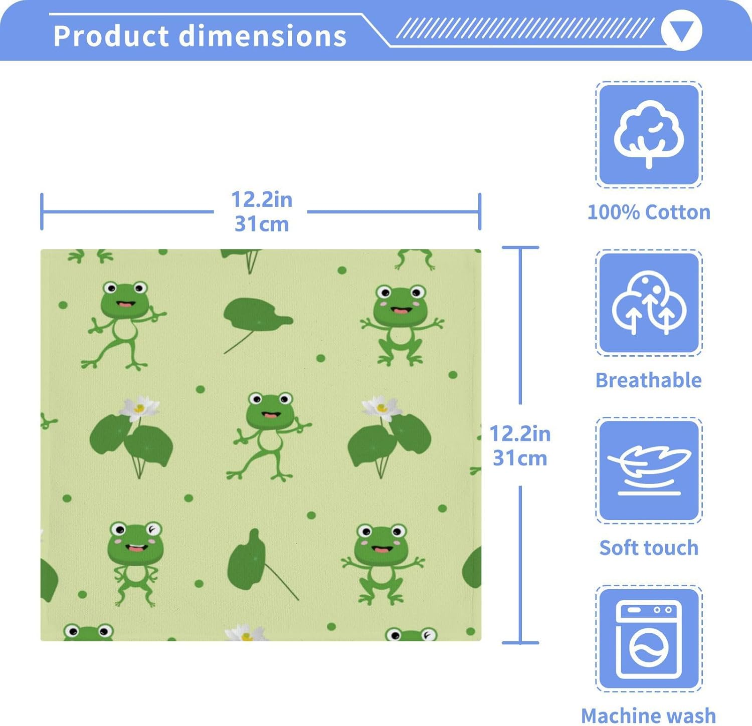 Yettasbin Cute Frog Washcloths 2 Pack Soft Absorbent Towels