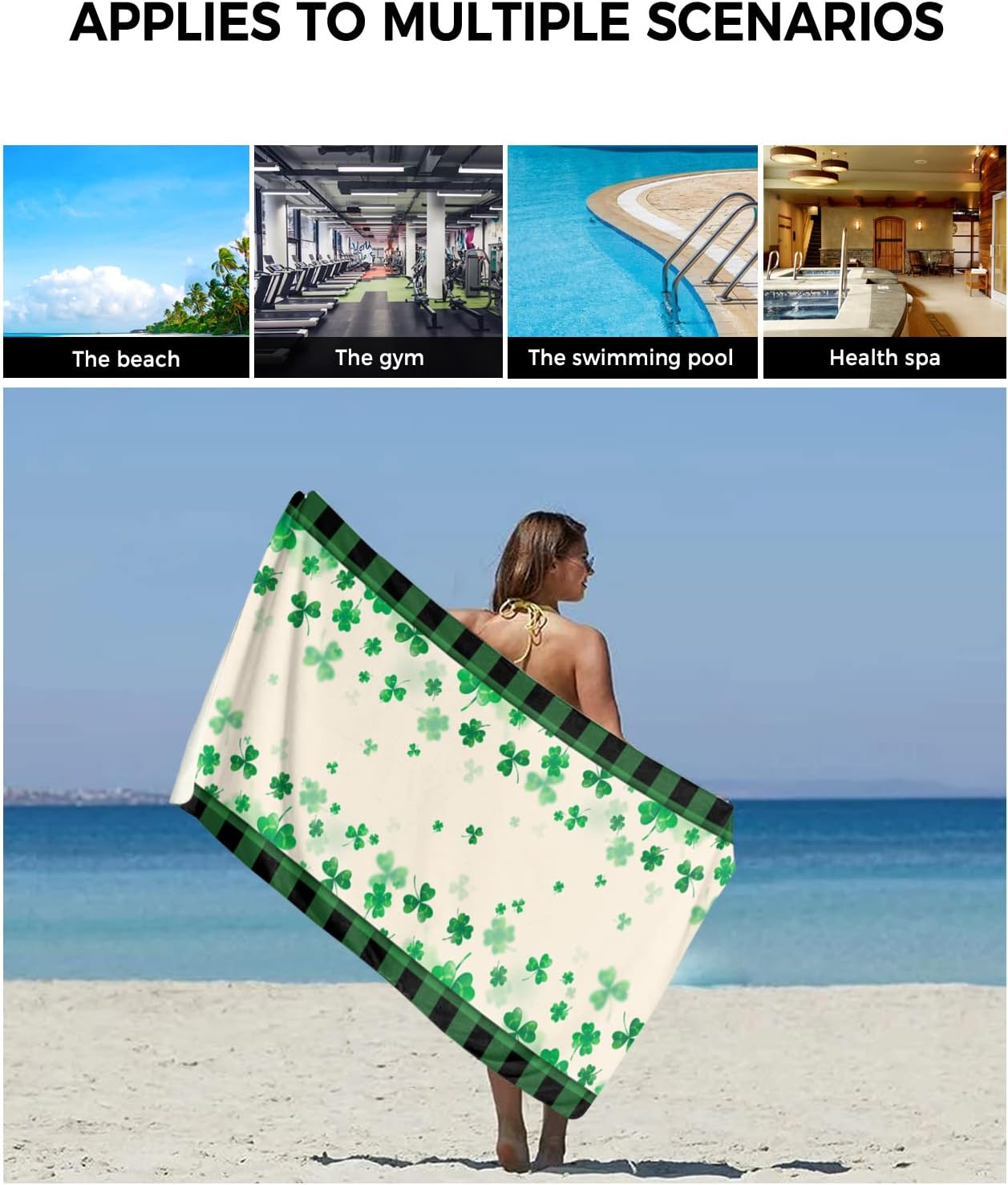 St Patricks Day shamrock bathroom towel set