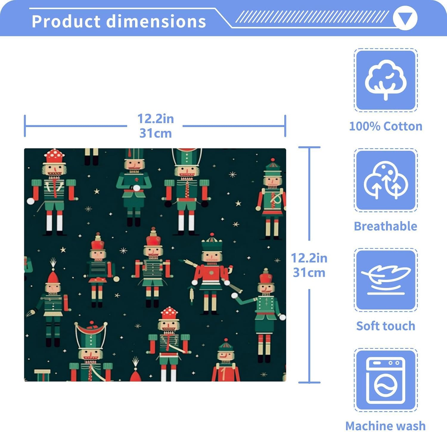 YETTASBIN Christmas Nutcrackers Washcloths 2 Pack 1