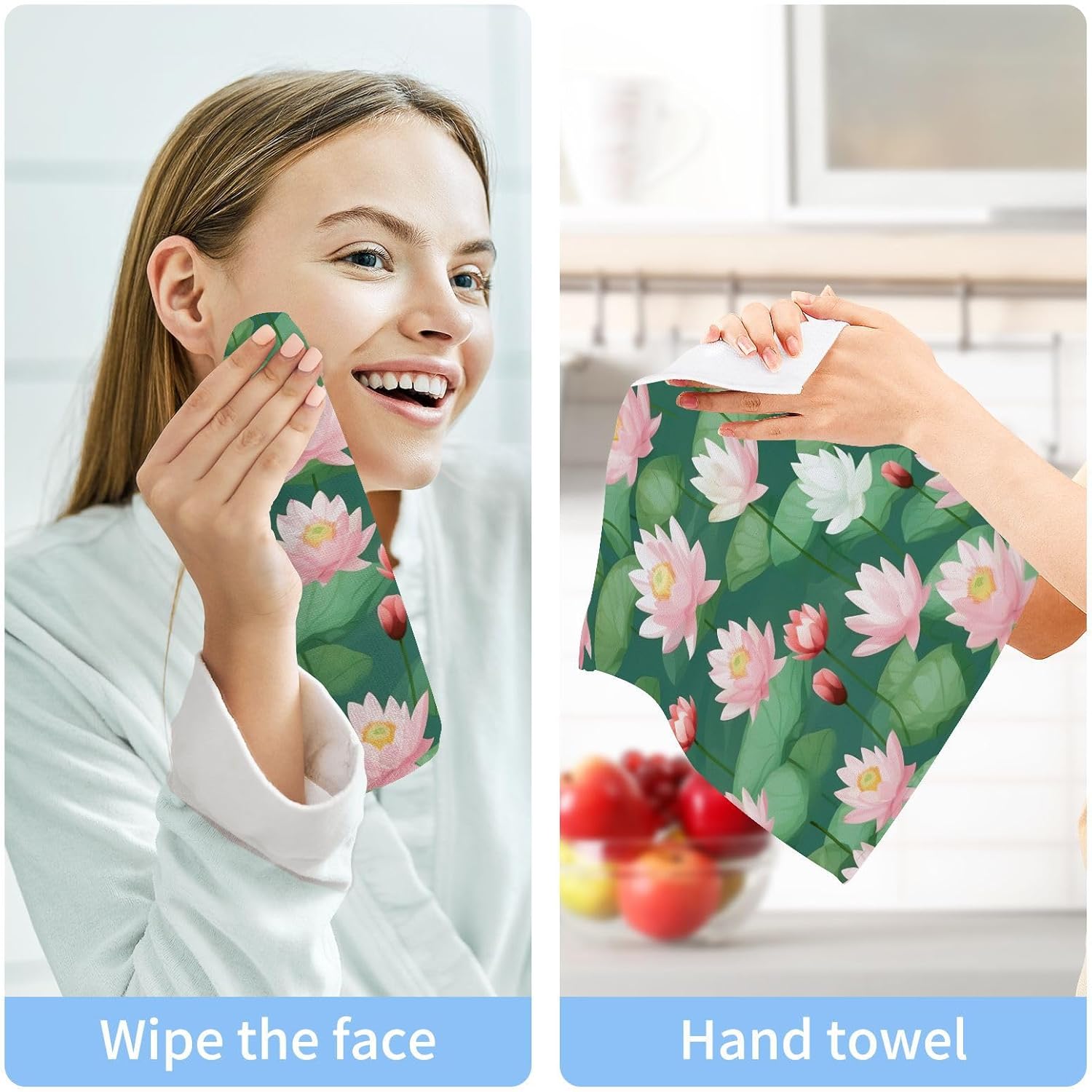 Lotus Washcloth Set 2-Piece Reusable Soft Absorbent 12x12