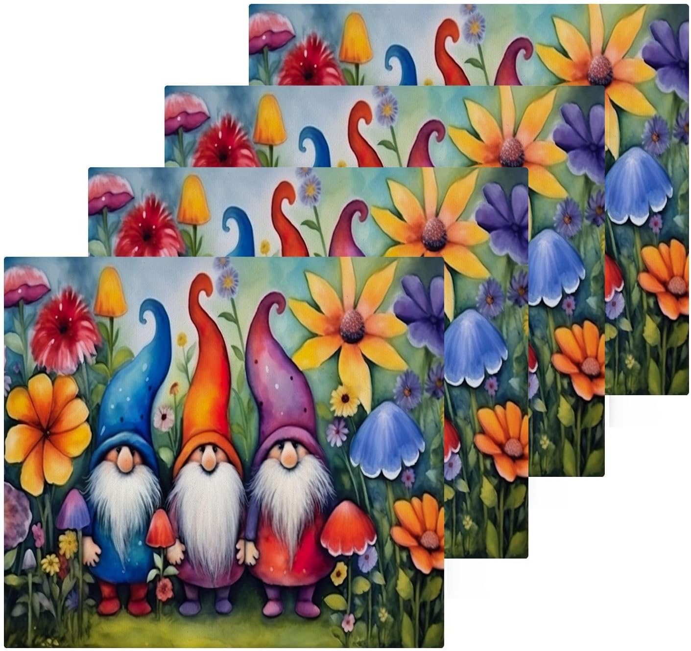 Flower Gnome Washcloth Set Reusable Soft and Absorbent