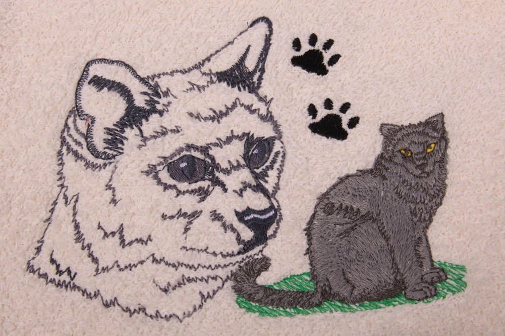 Big Black Horse LLC - Embroidered Cat Paw Print Bath Towels