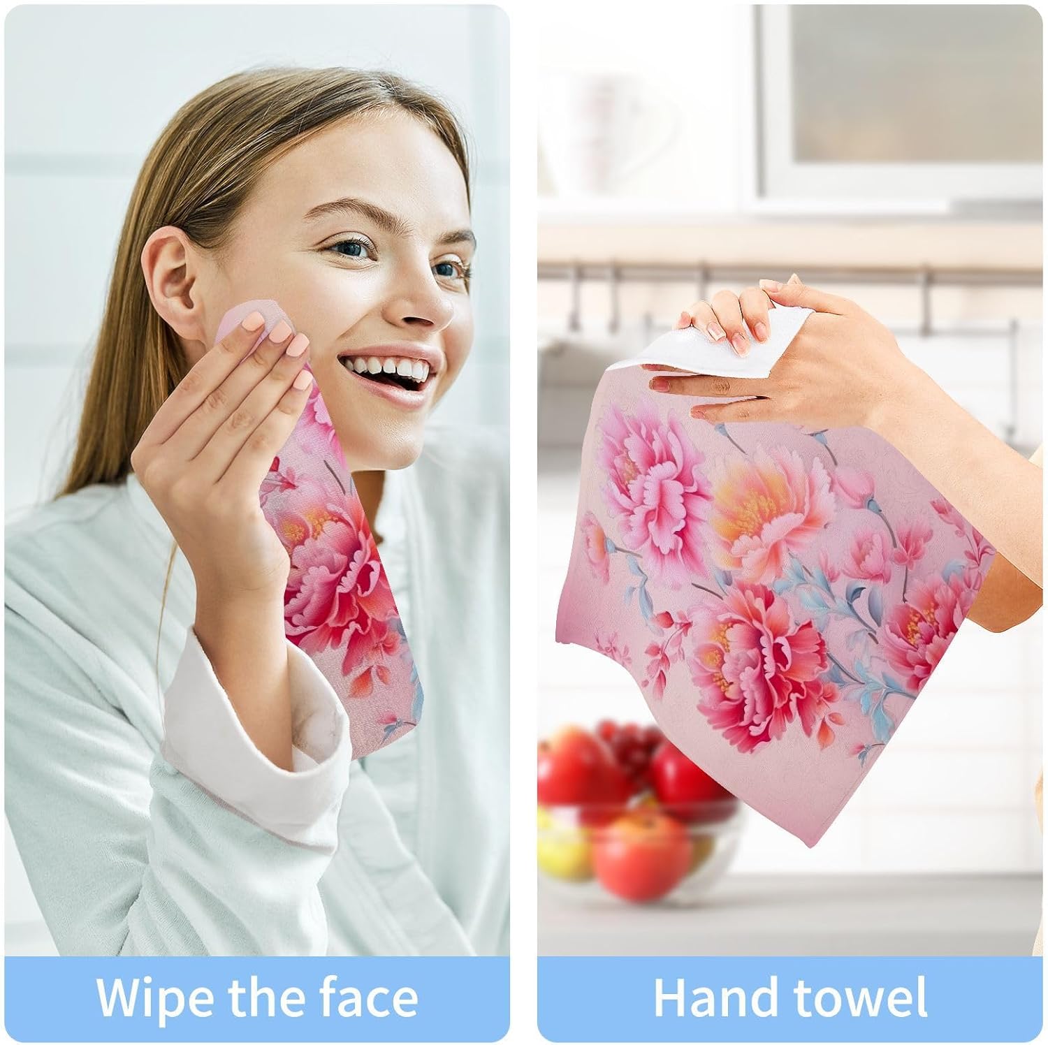 2-Piece Abstract Floral Washcloth Set - Soft Absorbent Baby Face Towels