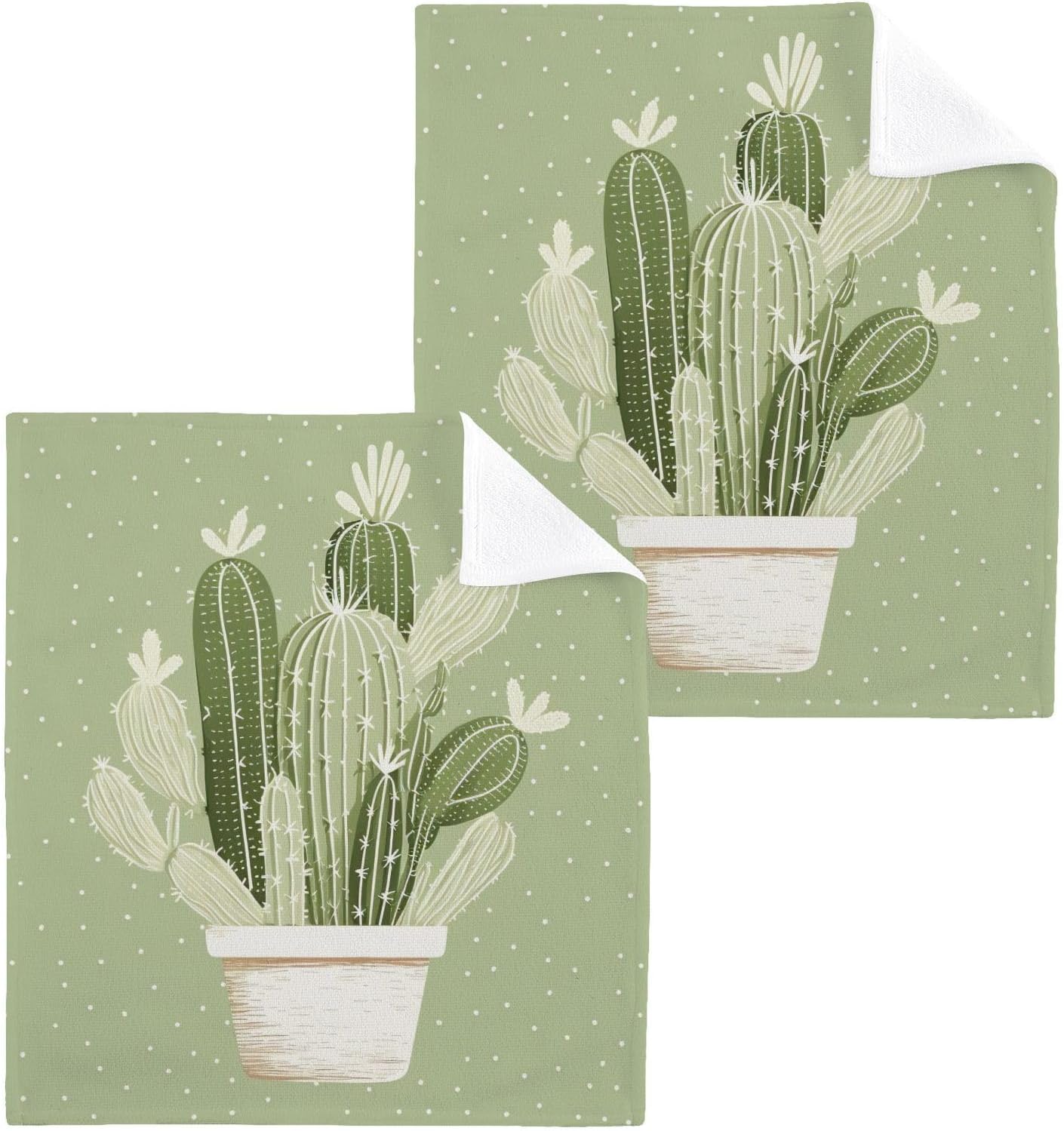 Cactus Washcloth 2-Pack SoftReusable Cotton Face Towels