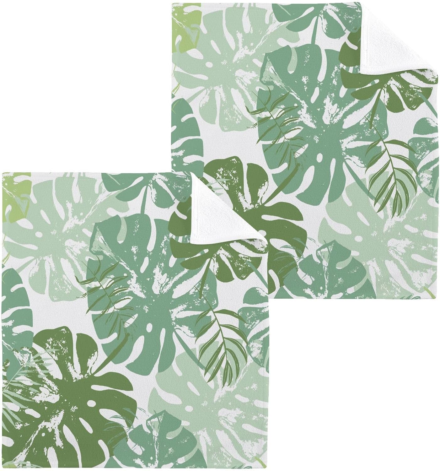 Burbuja Green Palm Leaves 100 Cotton Washcloth Set