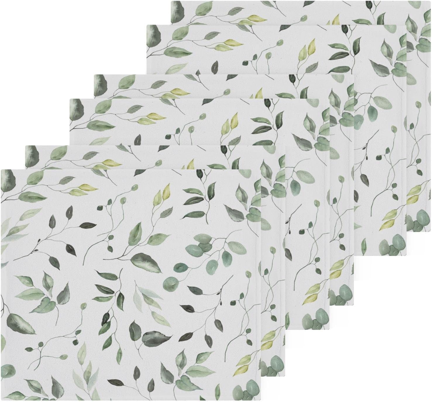 Kigai Green Leaves 12x12 Cotton Washcloth Set for Bathroom More