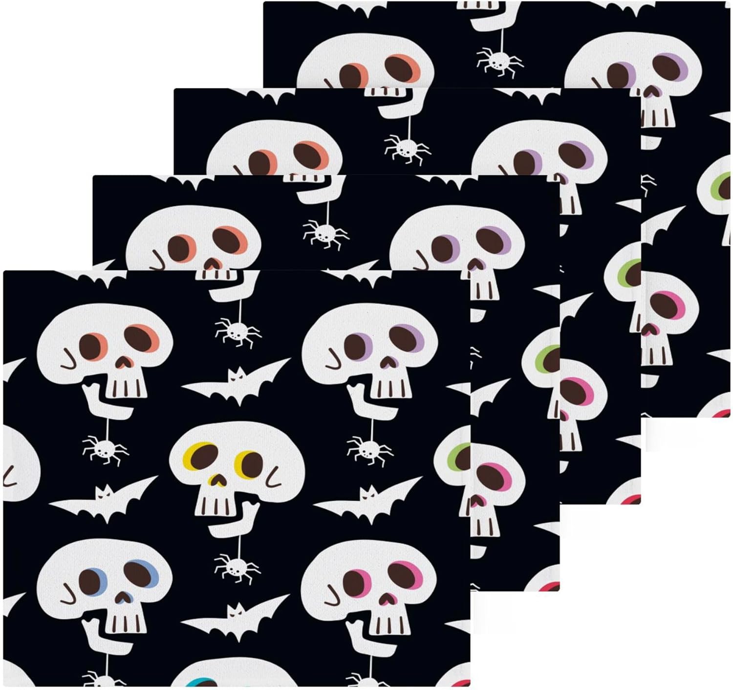 Xigua Halloween Skull Washcloth Set - Fast Durable Towels for Kitchen and Travel