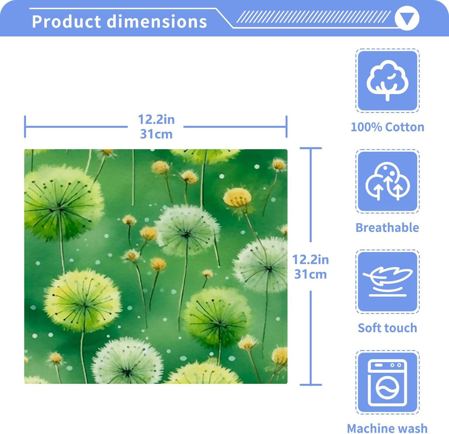 Elegant Canvas Dandelion Washcloth Set