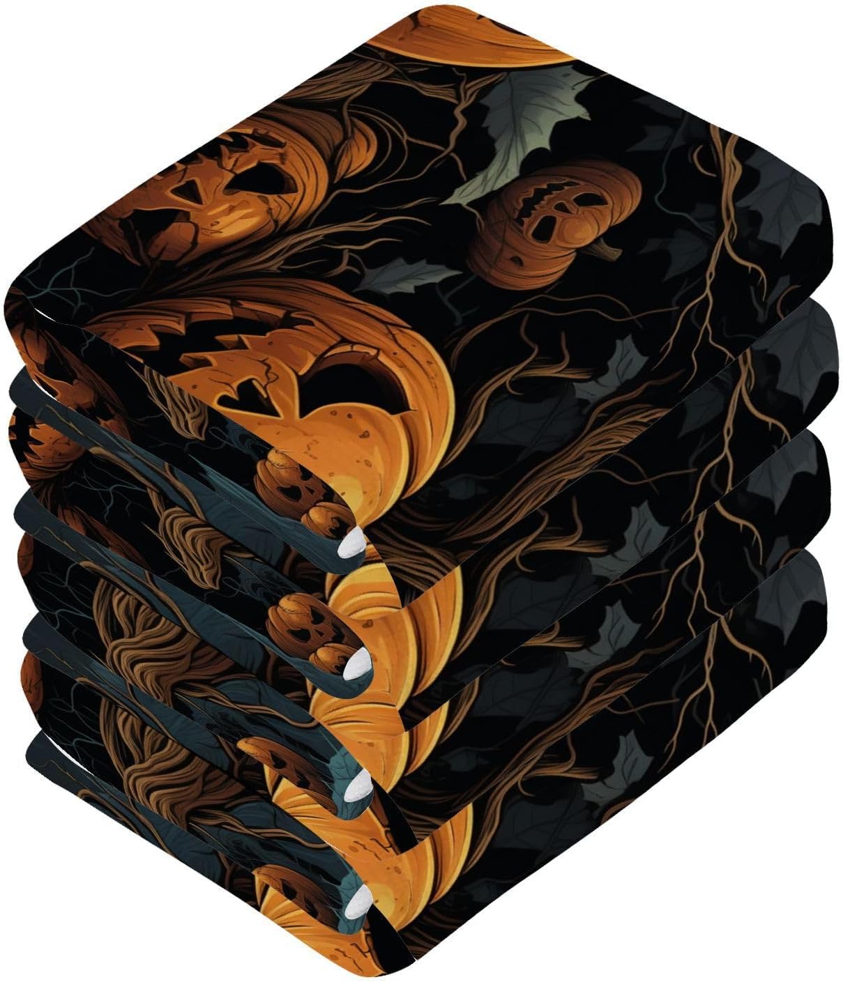YETTASBIN Halloween Pumpkin Washcloths 2 Pack