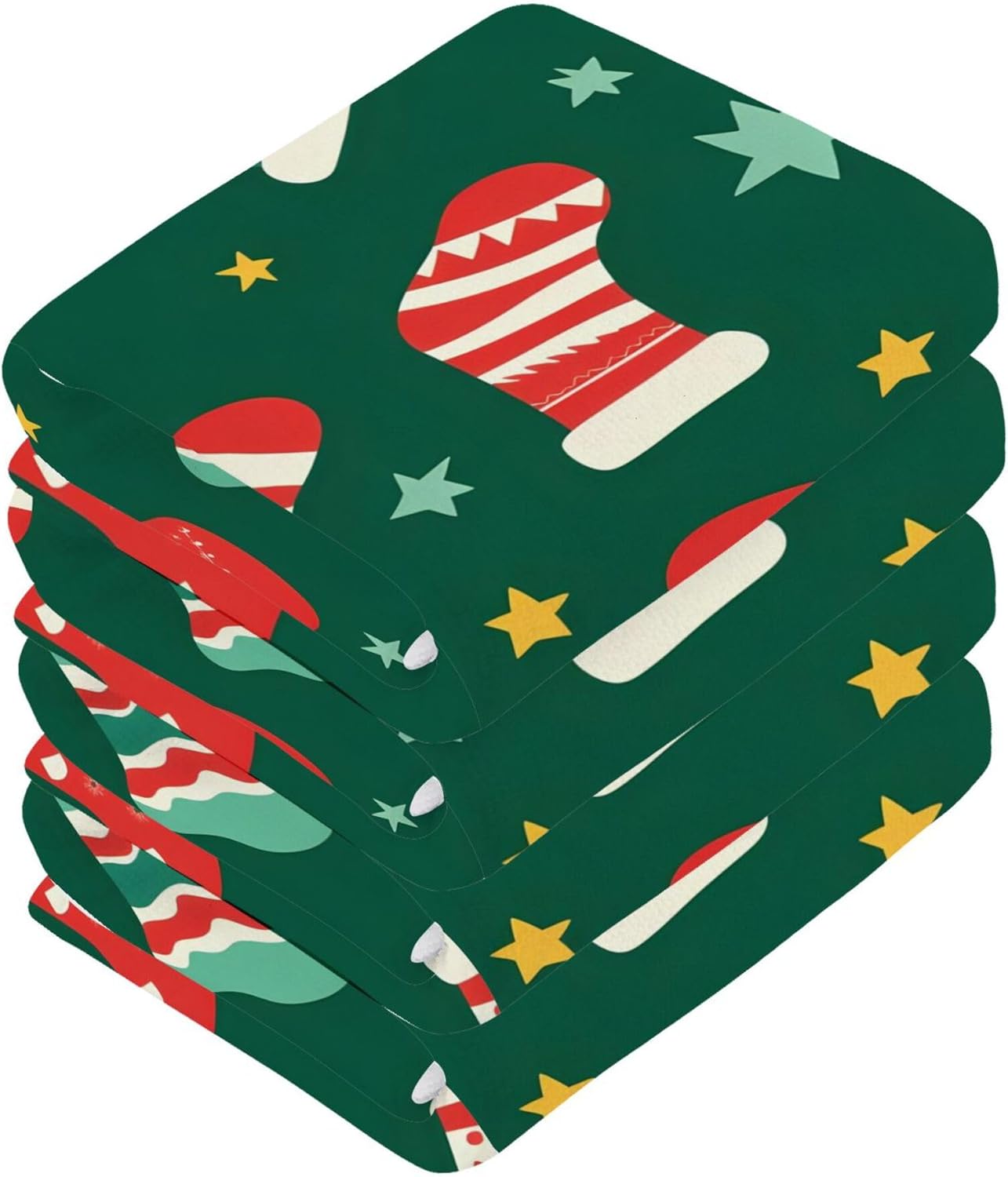 Festive Xigua Christmas Socks Washcloths