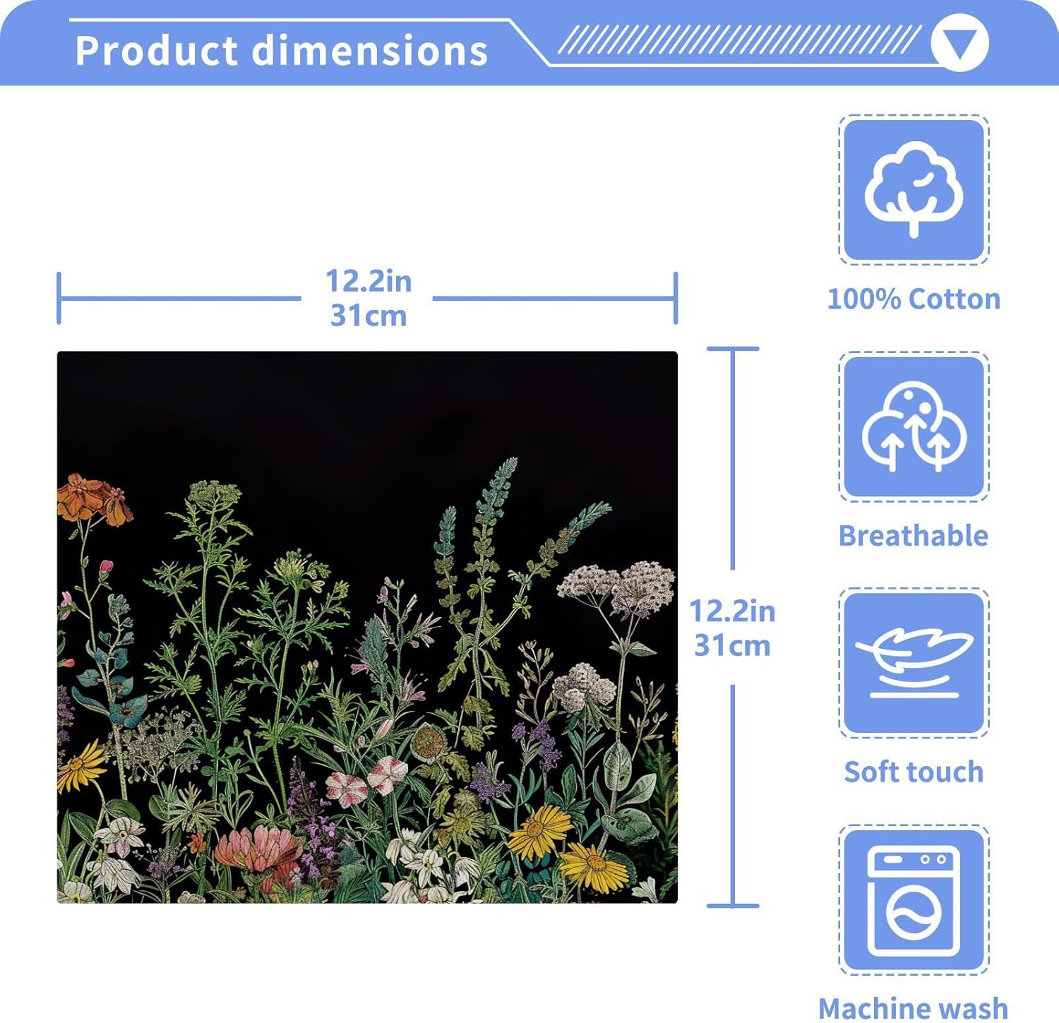 Herbal Wildflower Washcloth Pack Soft Reusable Washcloths
