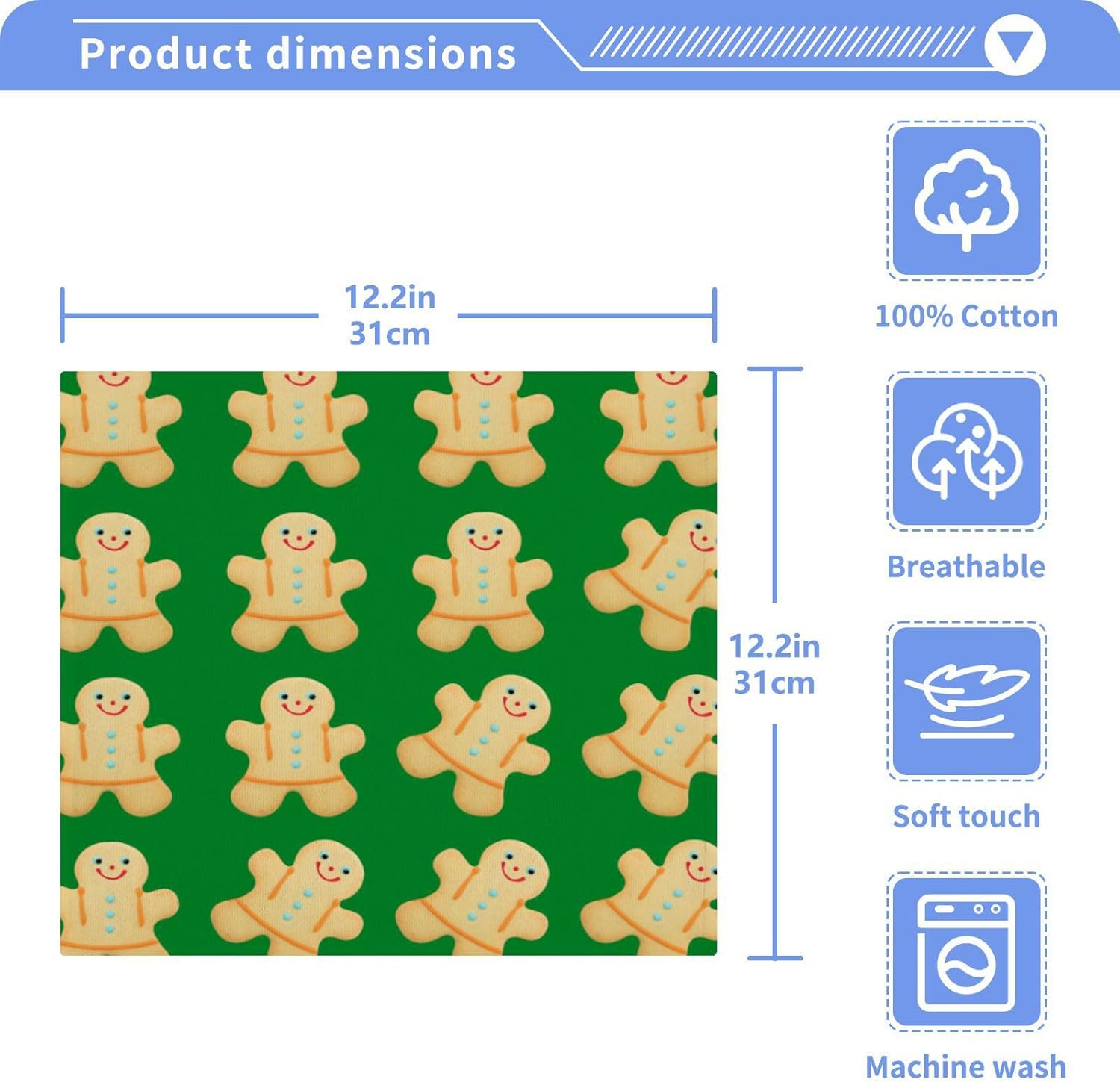 Christmas Gingerbread Man Washcloths 2-Pack