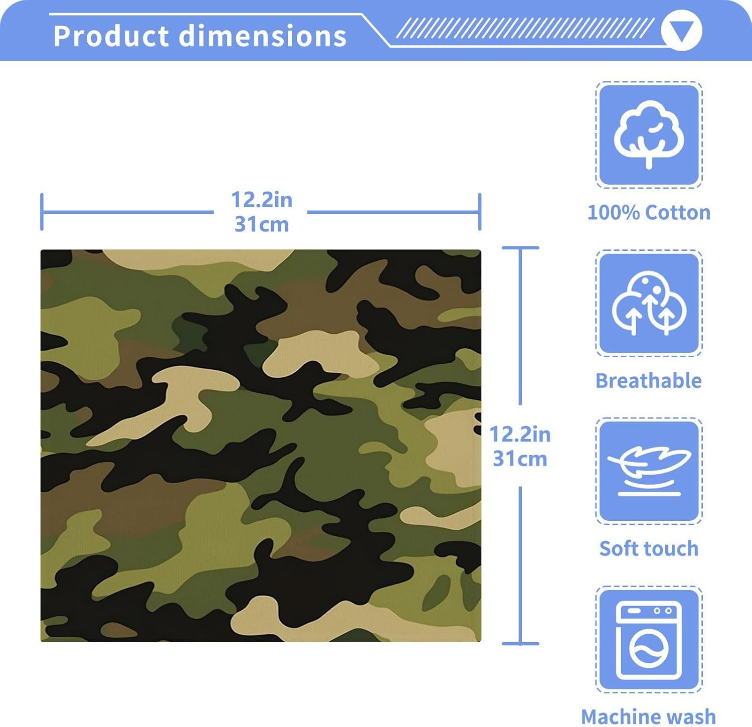Camo Washcloths 2 Pack Soft Absorbent Cotton Face Towels