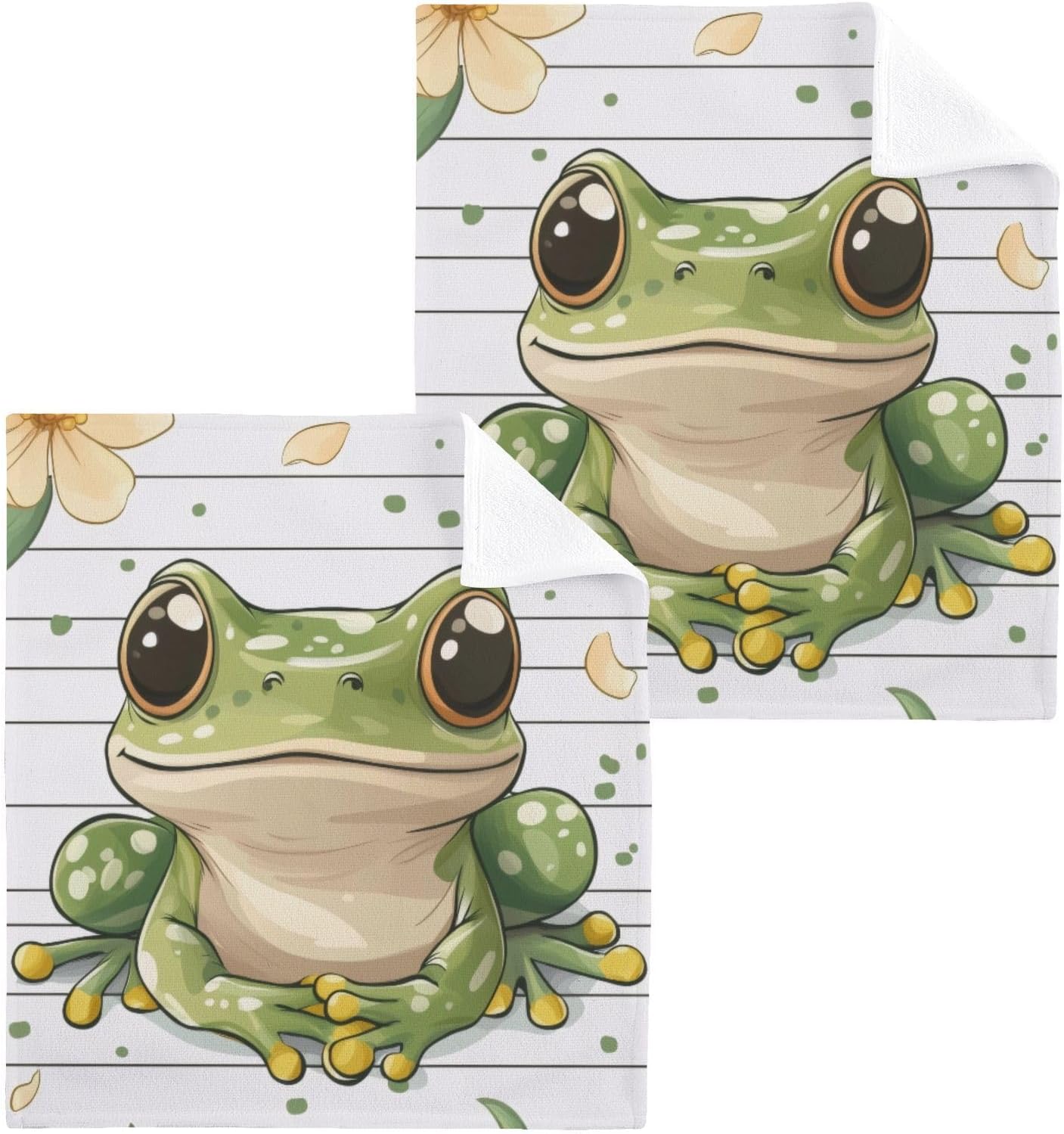 2-Pack Cute Frog Washcloths for Bathroom 12x12in