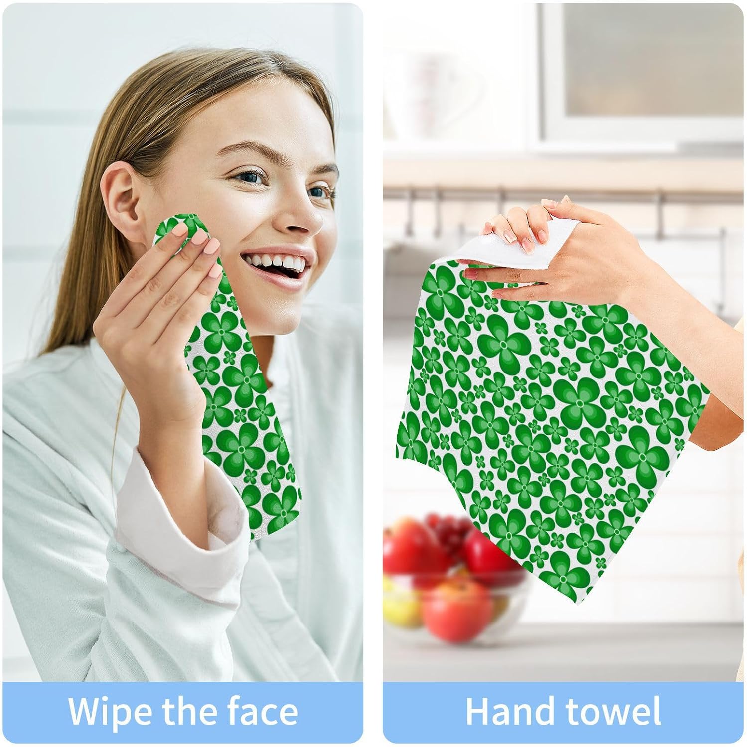 St Patricks Clover Washcloth Set Soft Reusable Perfect for Baby More