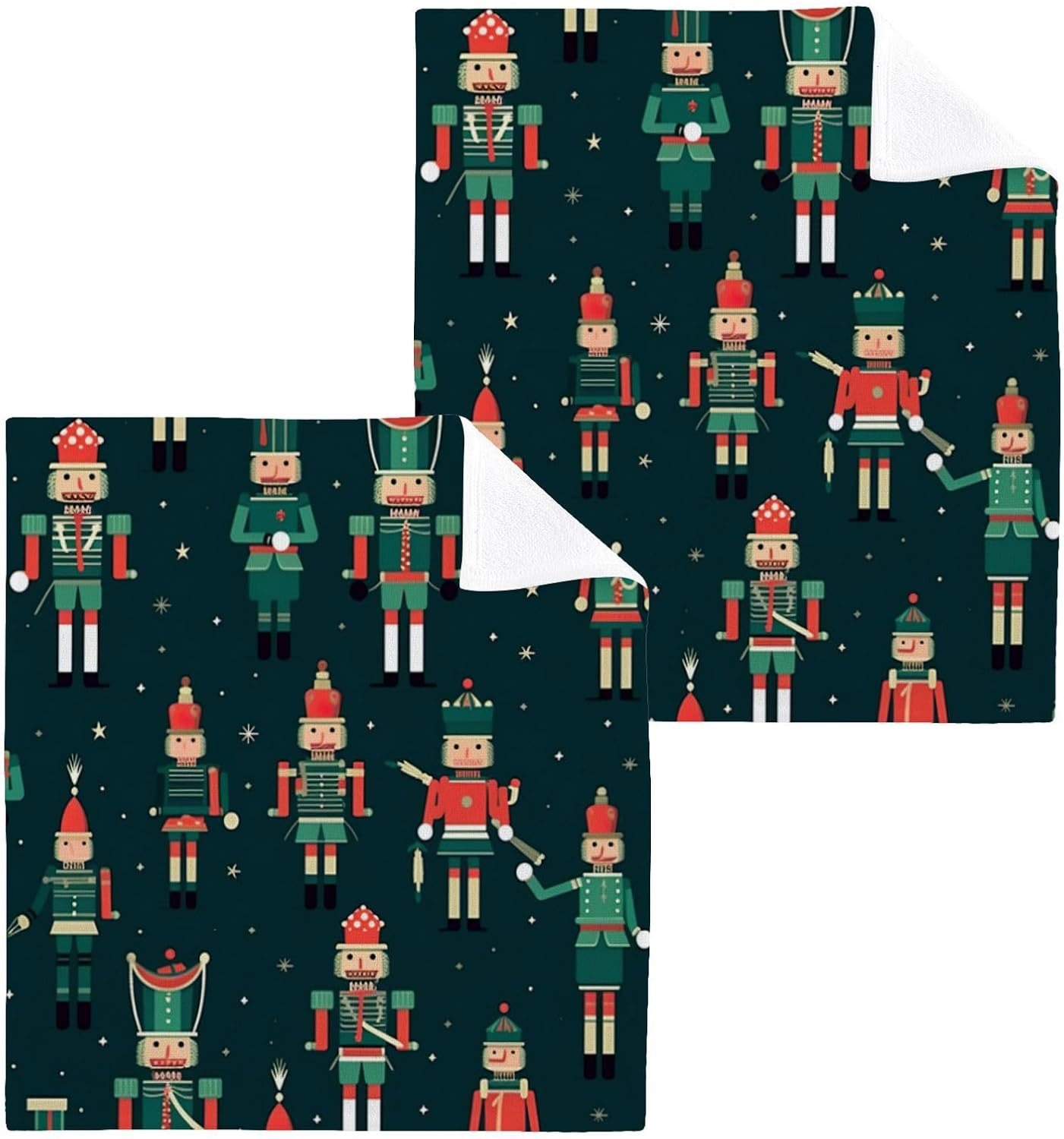 YETTASBIN Christmas Nutcrackers Washcloths 2 Pack 1