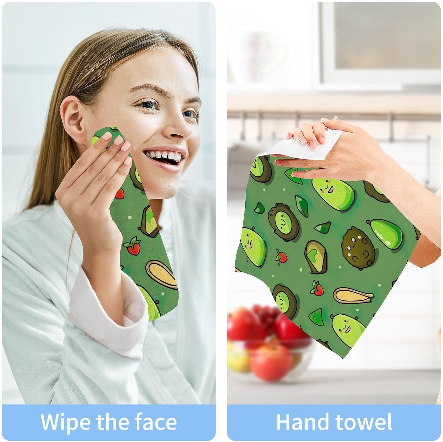 Natural Avocado Face Towels Set of 2