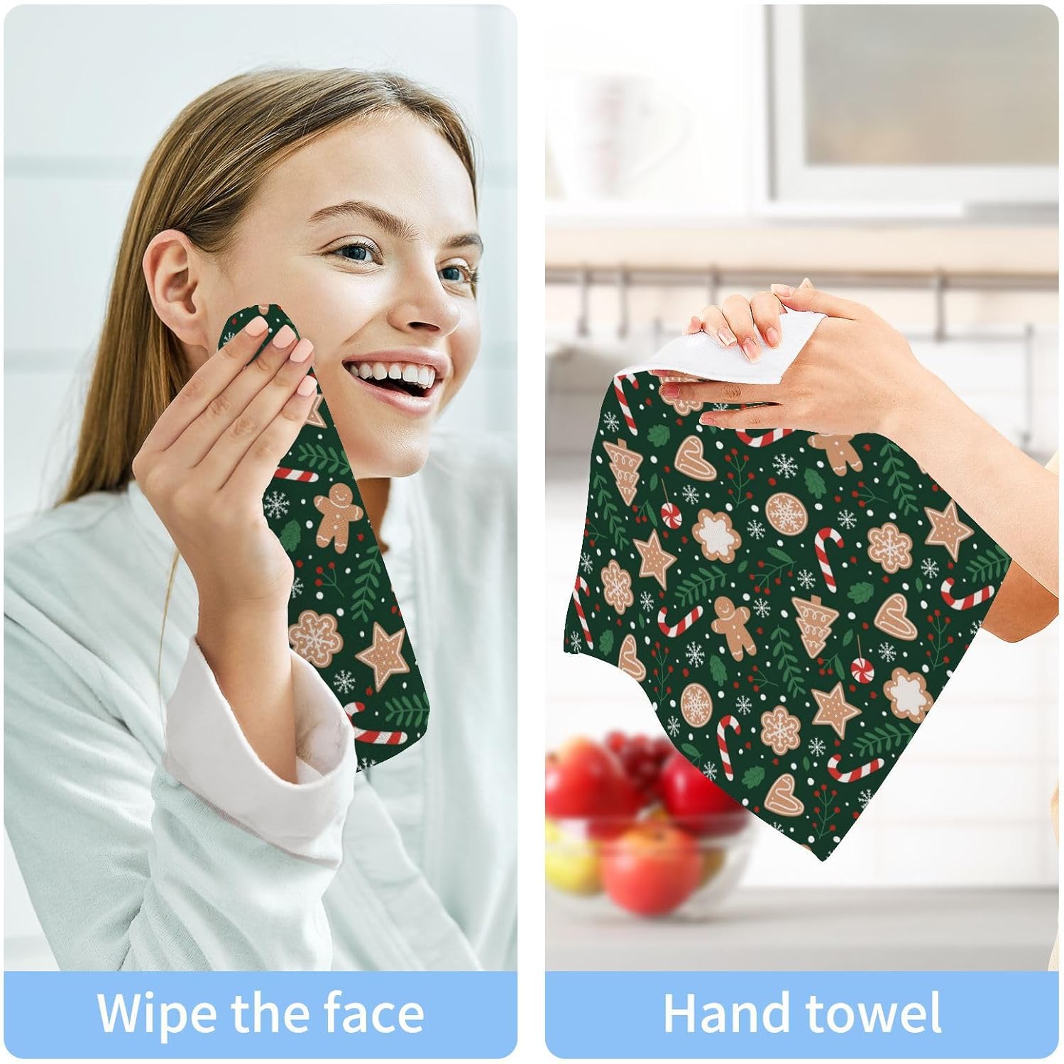 Perfect Christmas Washcloths 12x12 Icy Soft Reusable Face Towels