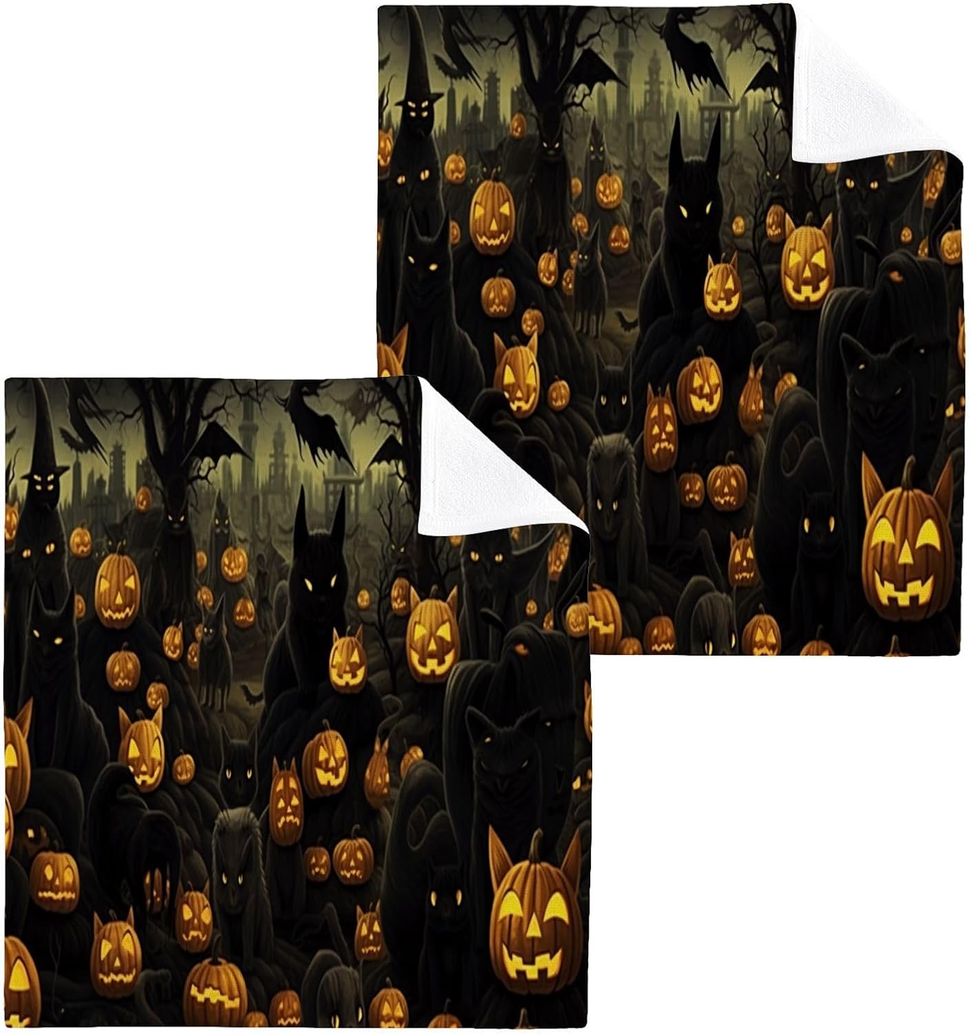 Adorable Halloween pumpkin washcloths with soft grip
