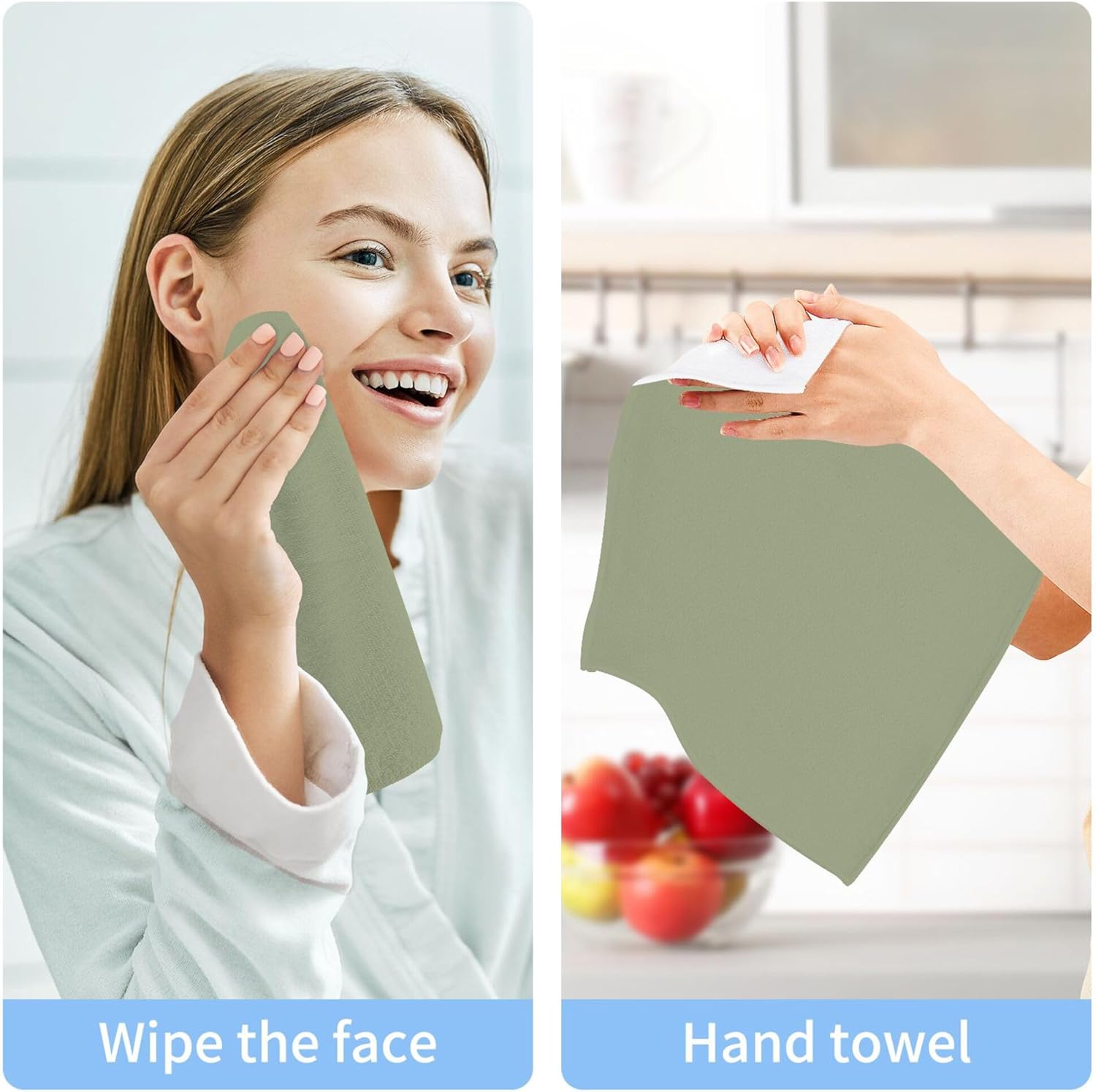 Sage Green Washcloths 12x12 Inch