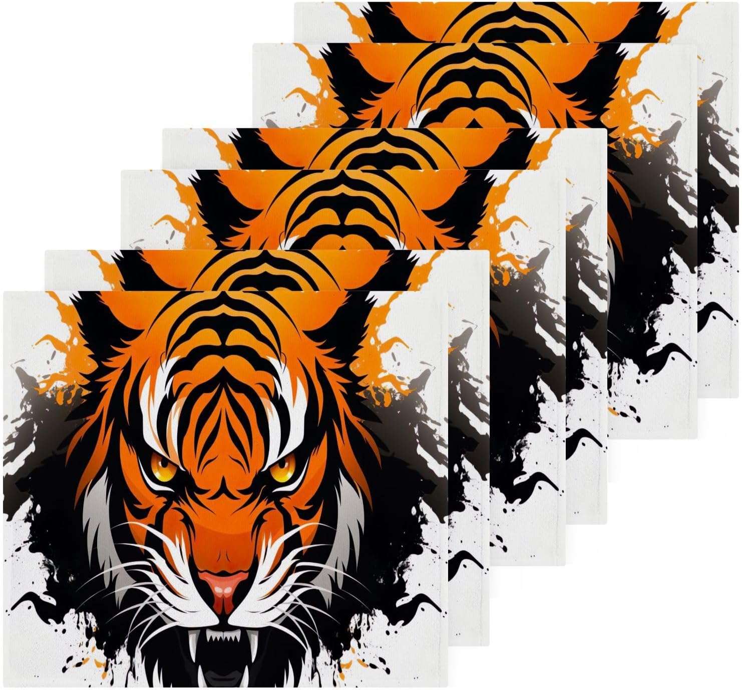 YETTASBIN - Tiger Face Towels Soft AbsorbentReusable Eco-Friendly Washcloth 12x12 inch