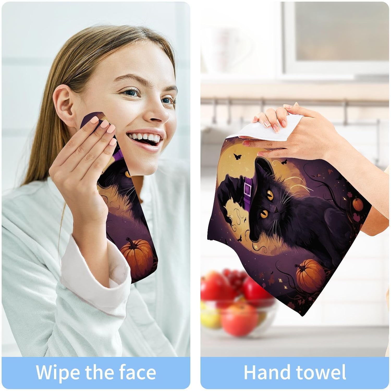 Halloween Cat Washcloths 2 Pack