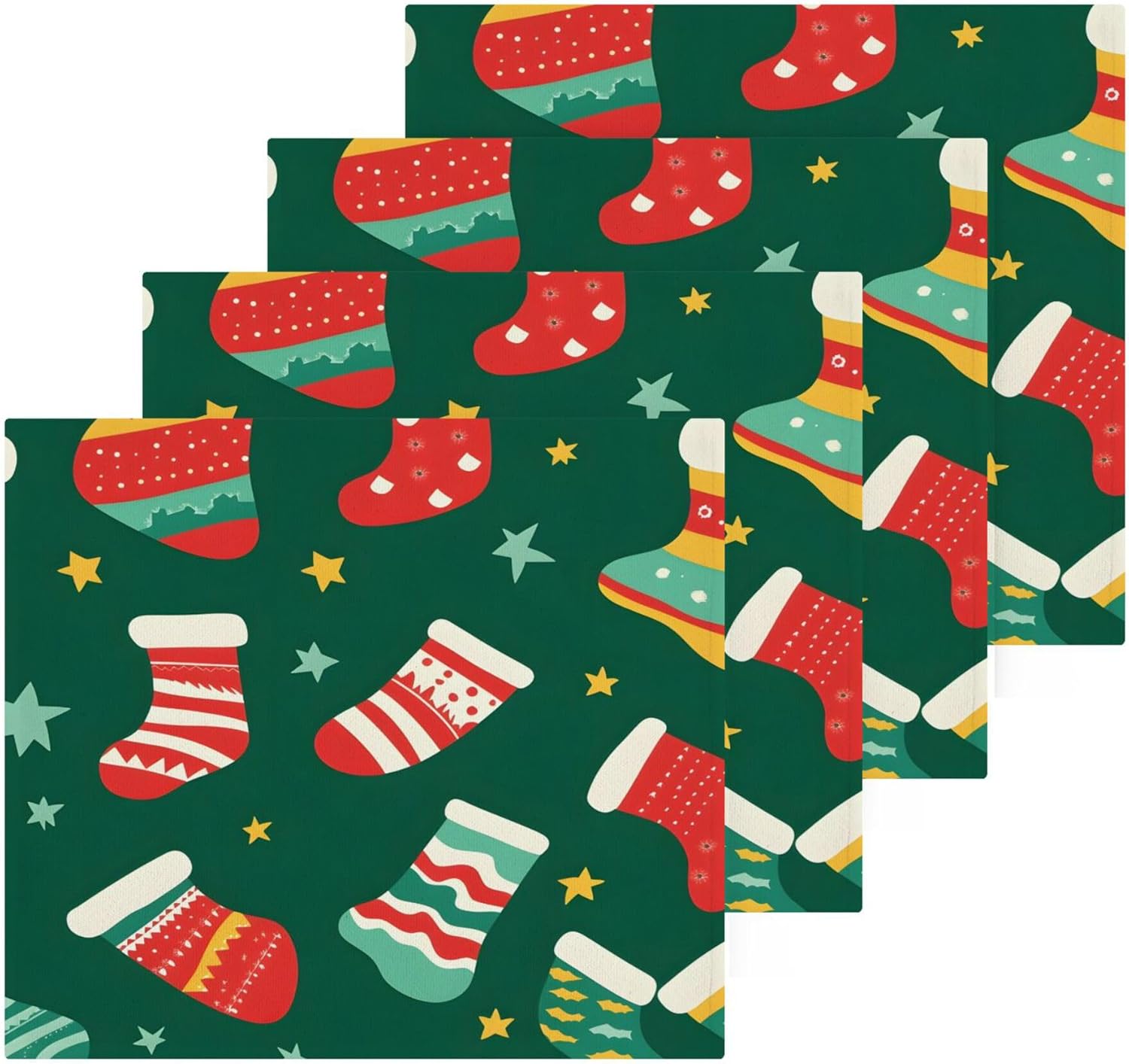 Festive Xigua Christmas Socks Washcloths