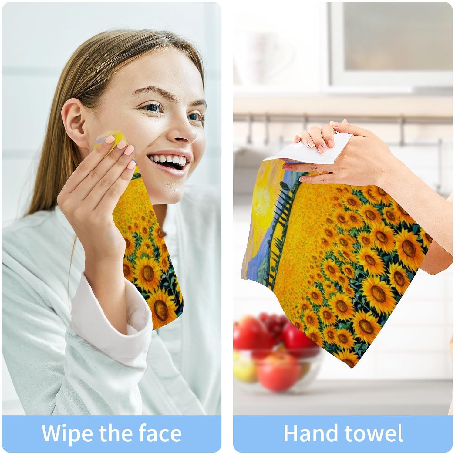 YETNASUNFLOWER Washcloth Set 2-Pack Soft Reusable Face Towels for Bath Beyond
