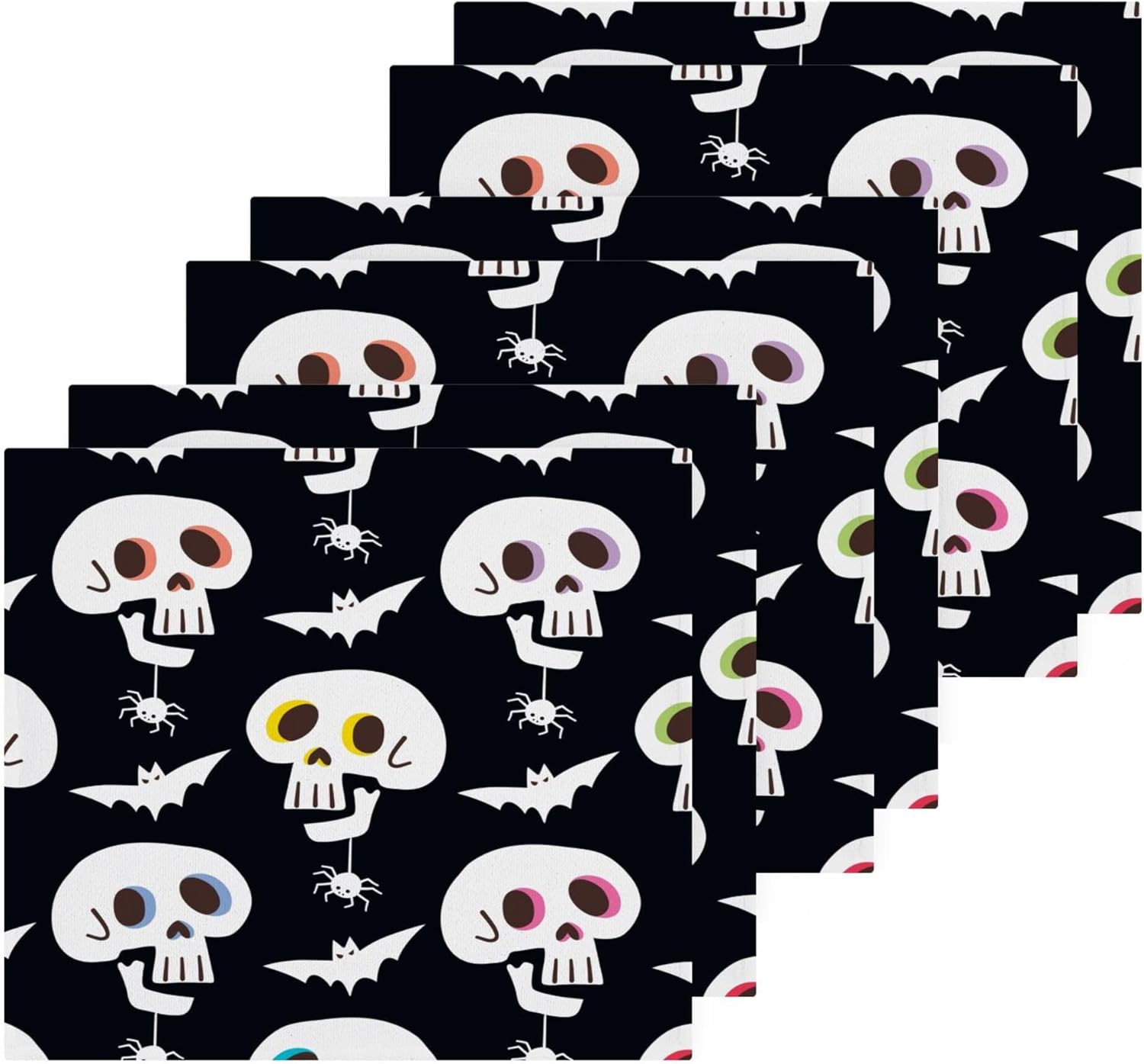 Xigua Halloween Skull Washcloth Set - Fast Durable Towels for Kitchen and Travel