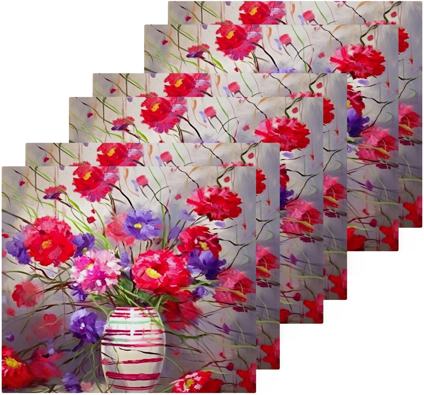 Red Flower Face Towels
