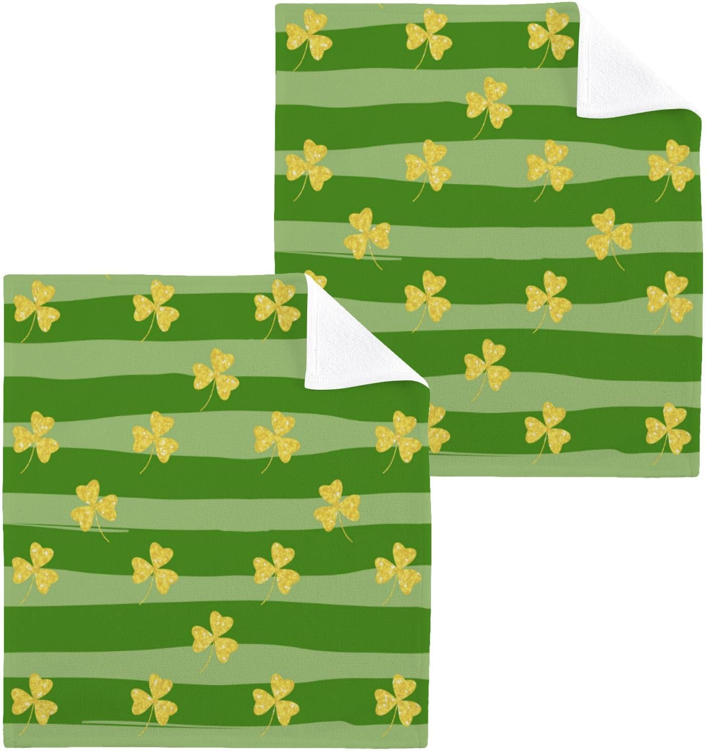 St Patricks Day shamrock washcloths 12x12 inch soft absorbent reusable face towels