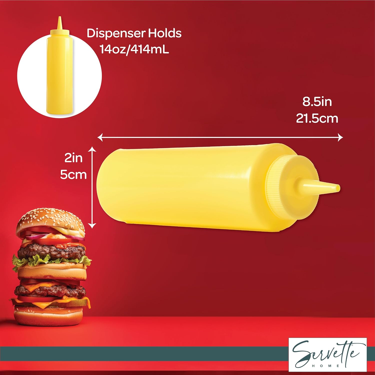 Servette Home Refillable Squeeze Bottles Set of 2 Plastic Yellow