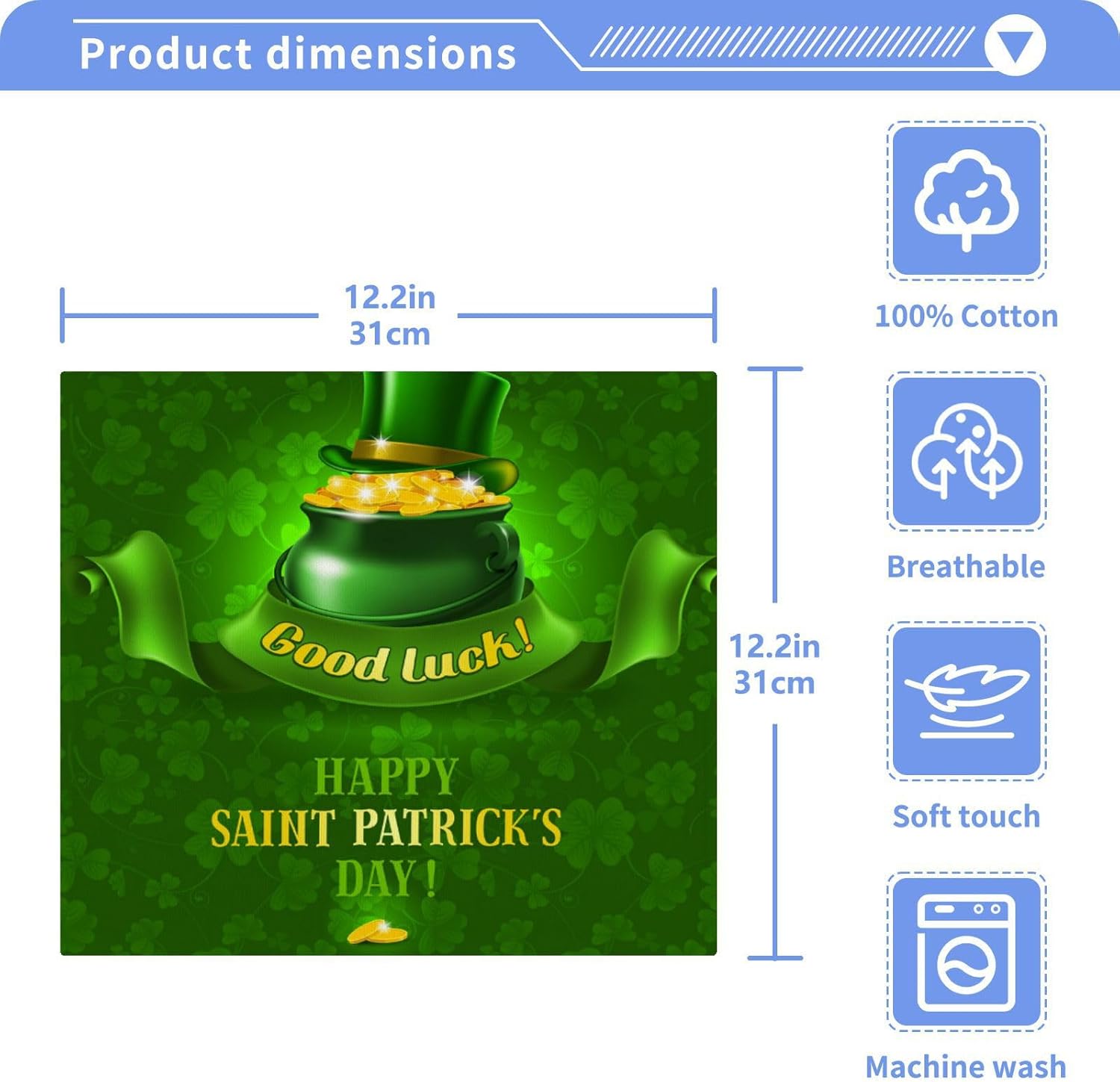 St Patricks Day Clover Washcloth Set
