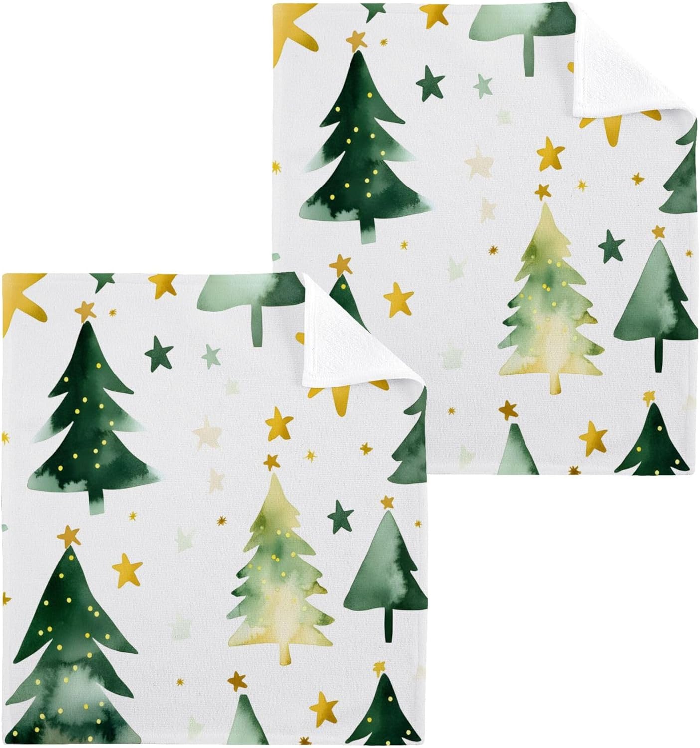 Xigua Christmas Tree Washcloth Set for Bathroom Use