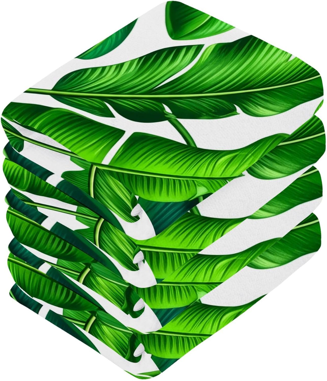 Tropical Green Palm Pure Cotton Washcloths Set - Reusable Face Towels