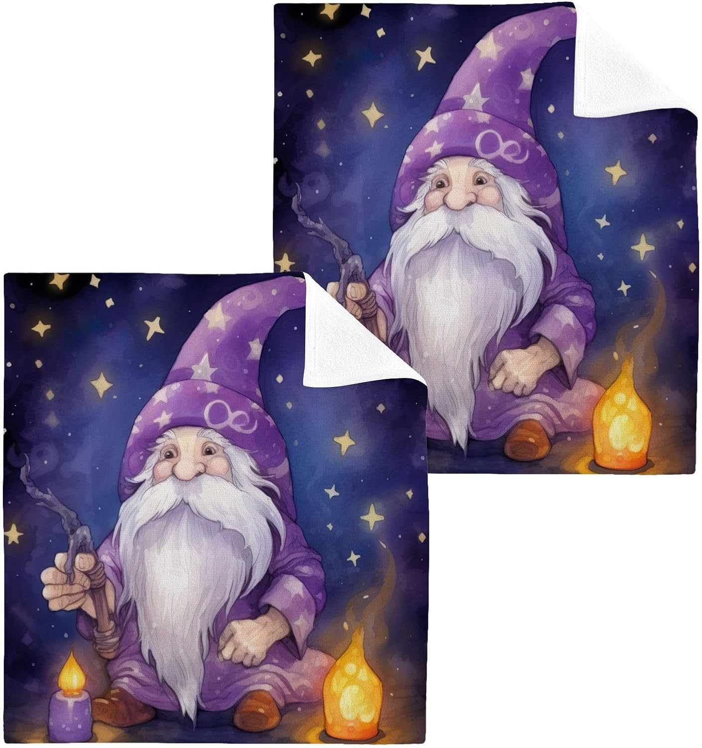 Cute Gnome Washcloth 2-Pack Soft Reusable Absorbent Face Towels