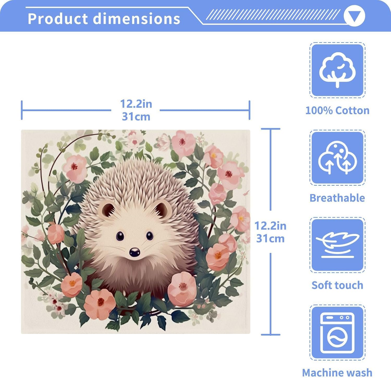 Hedgehog Washcloth for Babies Soft Absorbent Reusable Fingertip Towels