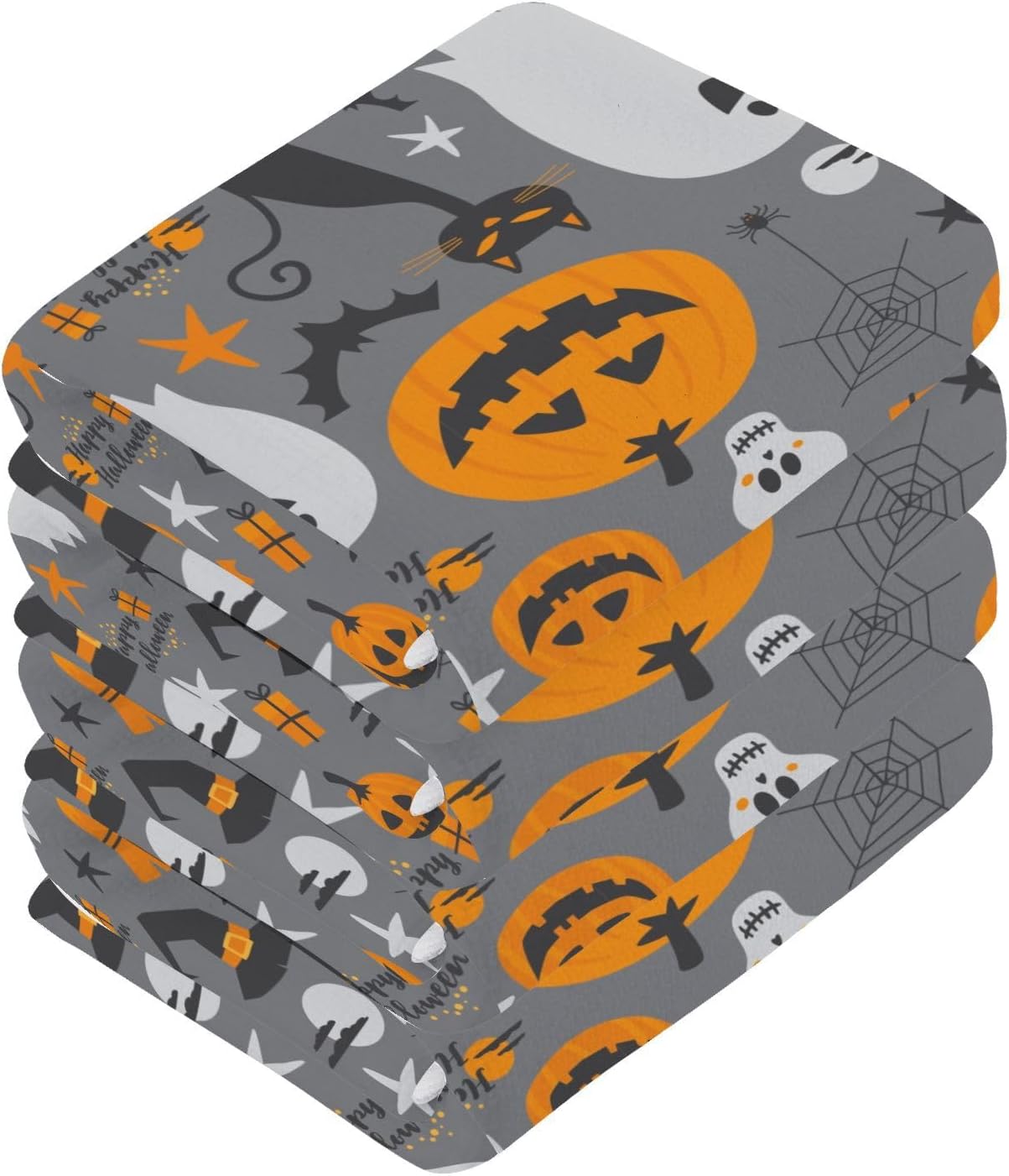 Halloween pumpkin ghost washcloths