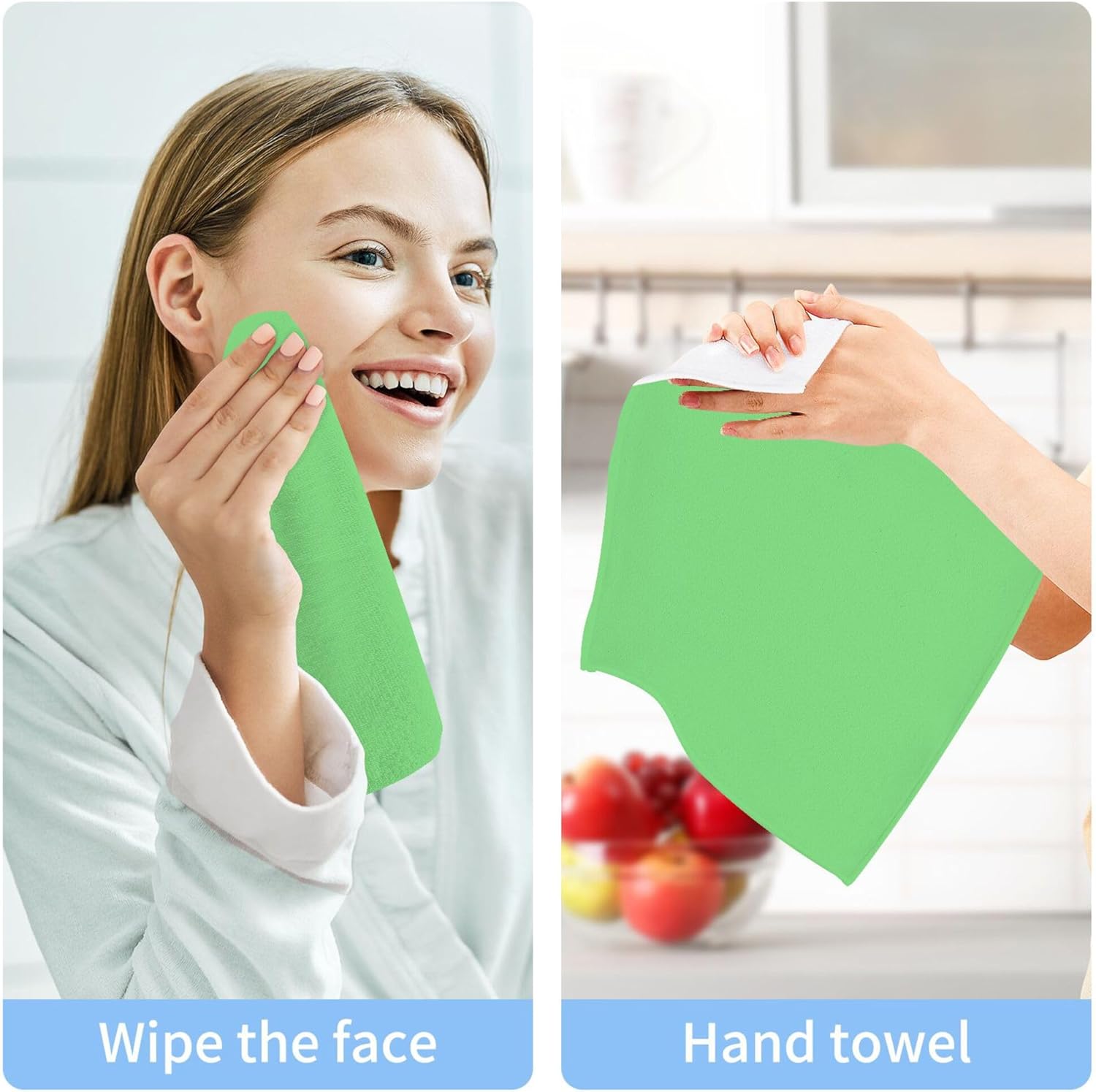 Green Pastel Color Washcloth 2-Pack