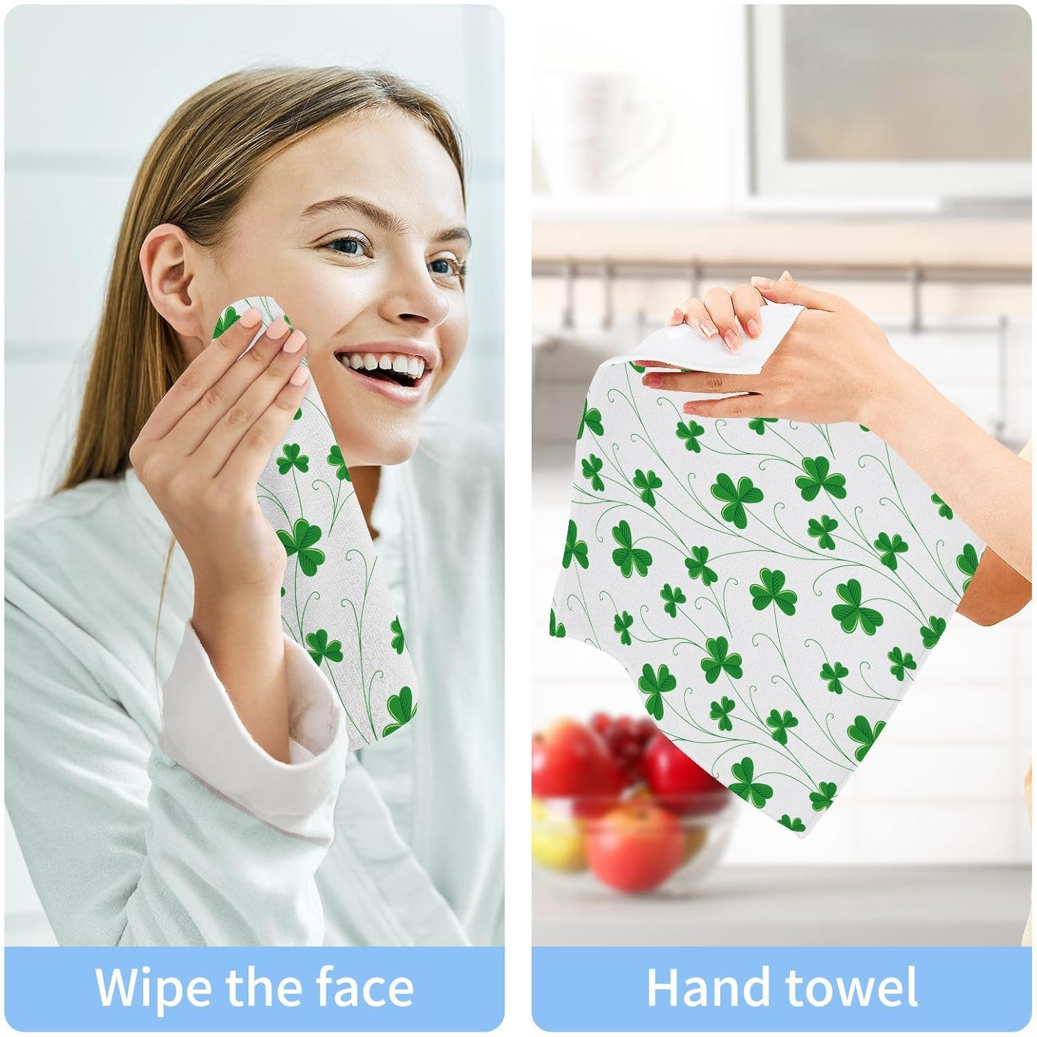 WIHVESt Patricks Day Shamrock Towels Set