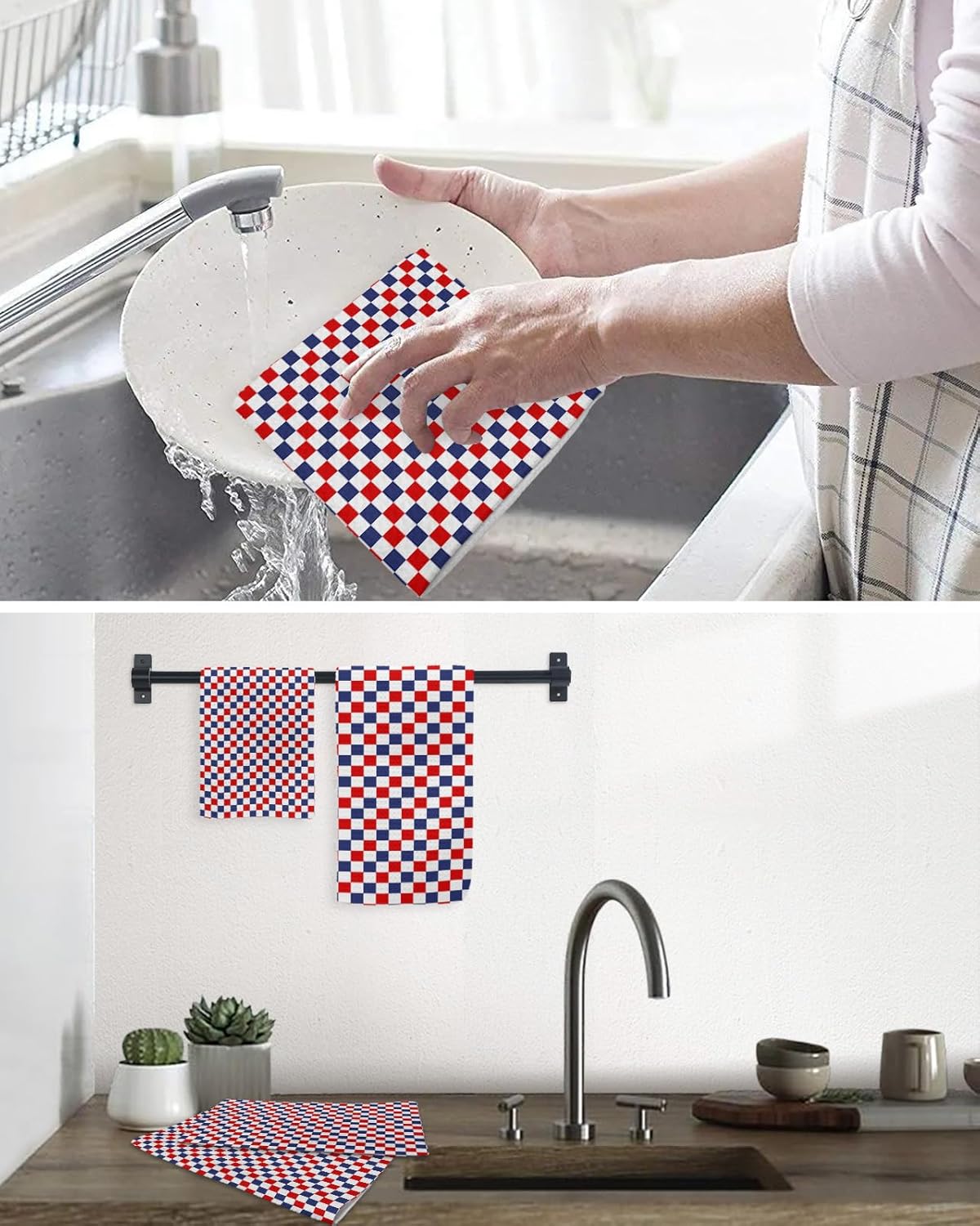 Checkered Flag Waffle Kitchen Towels Set of 3