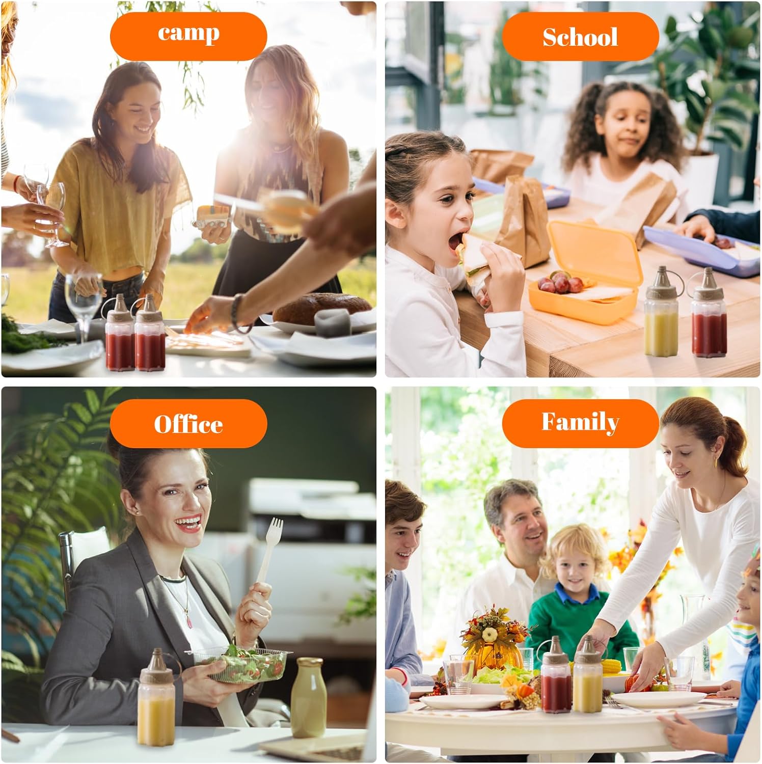 12-Piece Plastic Salad Dressing Squeeze Bottles