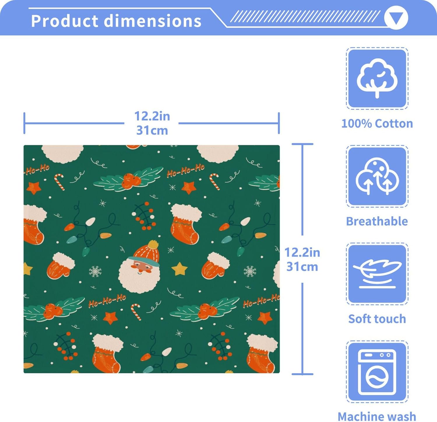 Xigua Santa Claus Green Washcloth Set for Holiday Use