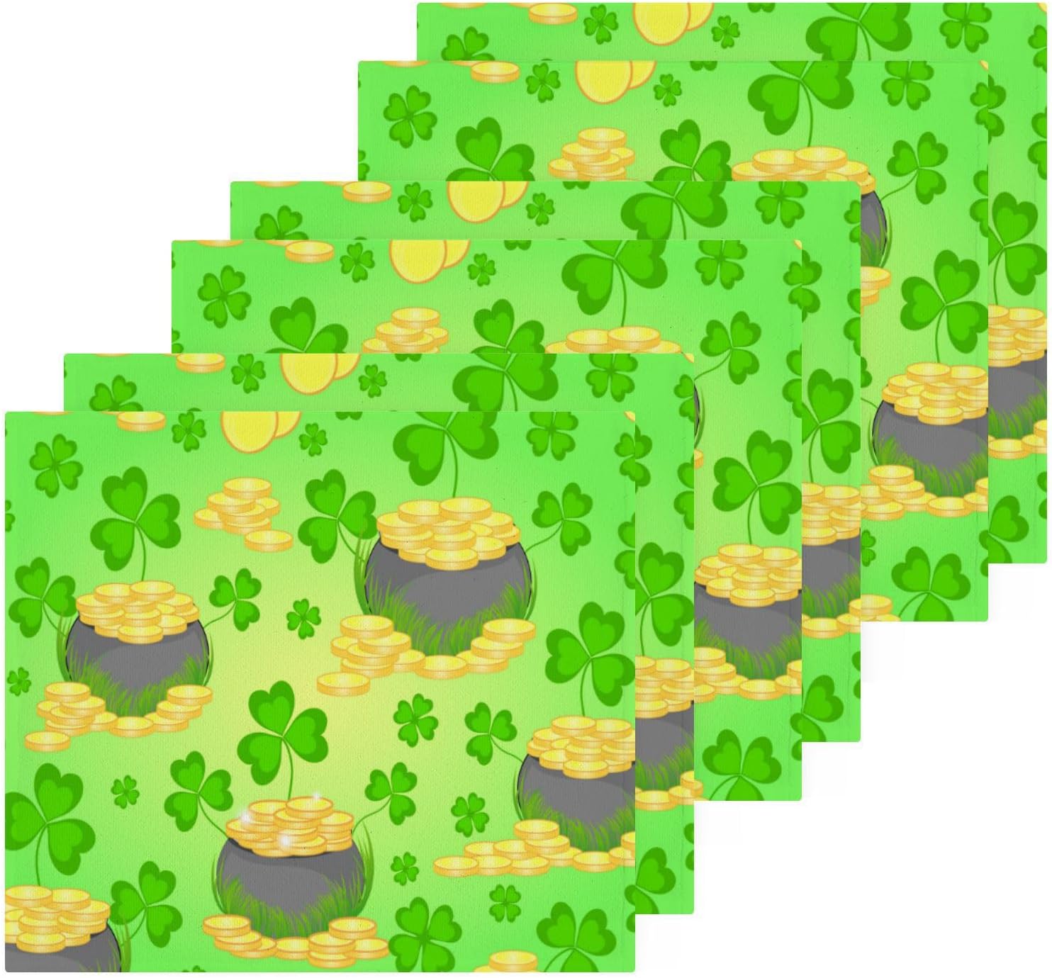 St Patricks Day Shamrock Washcloth Set Soft Cotton Face Towels