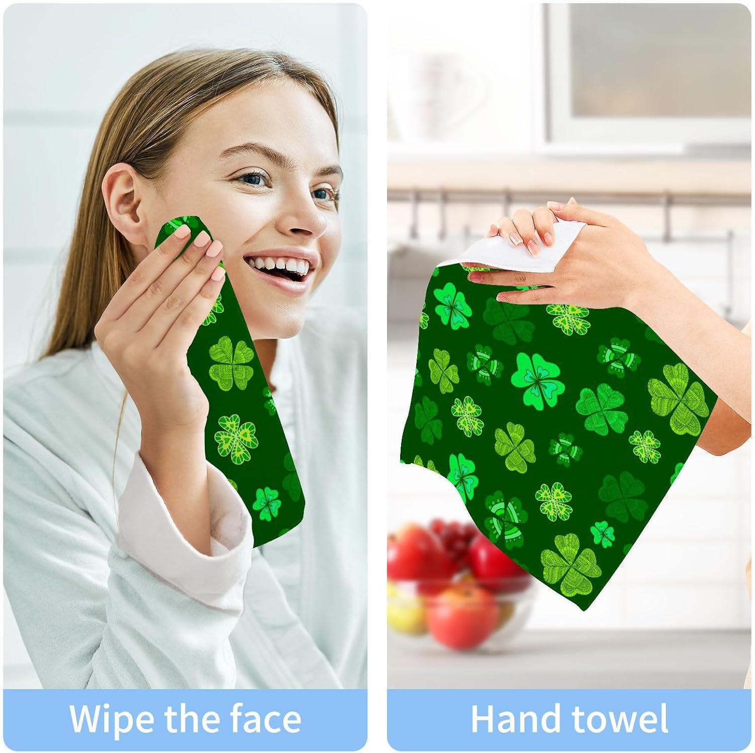 St Patricks Day Washcloths 2 Pack Soft Absorbent Cotton