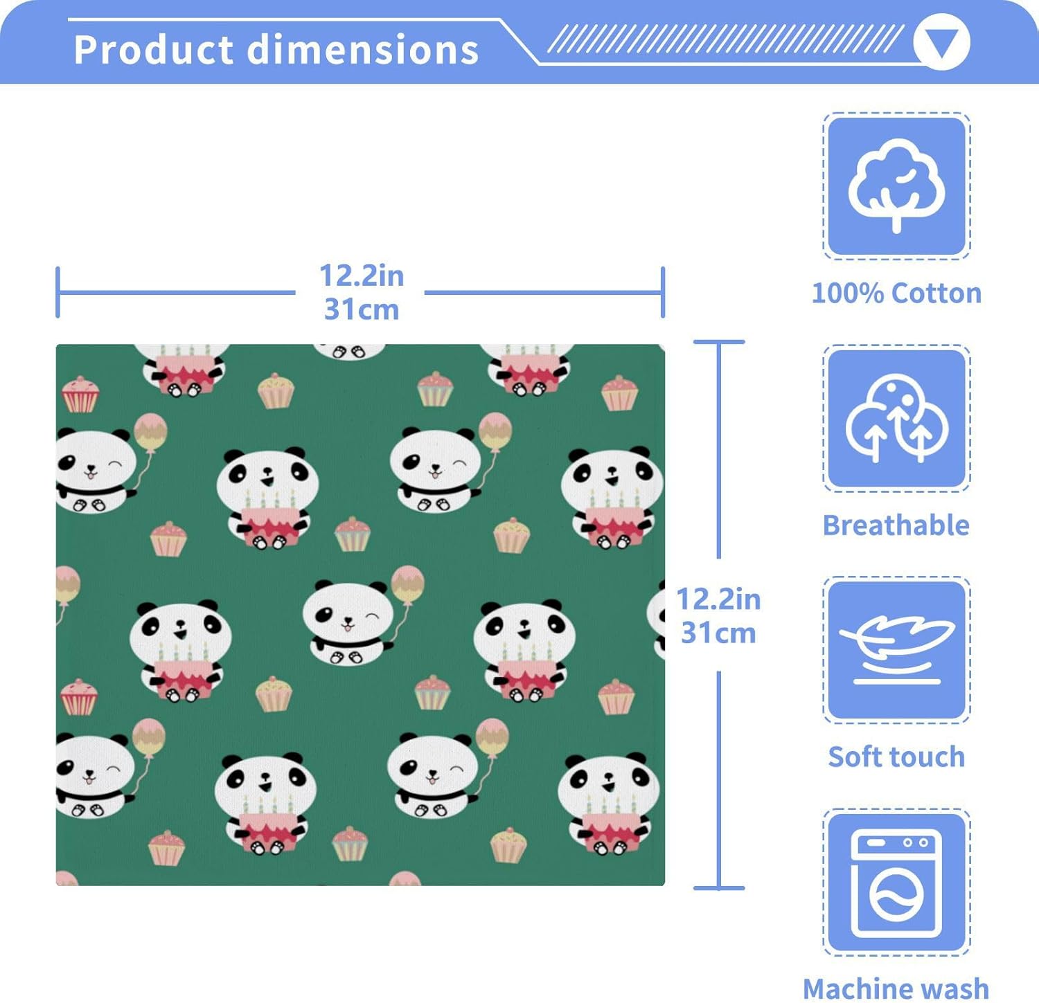 Yetchas Bin Cute Panda Washcloth Set for Baby