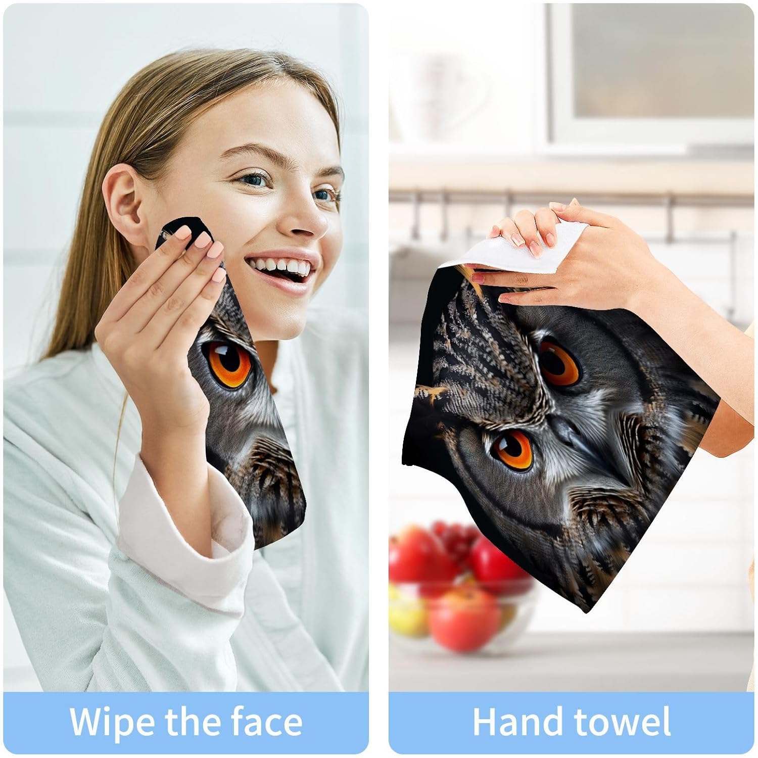 Owl Washcloth Set - 2-Pack for Washroom Use