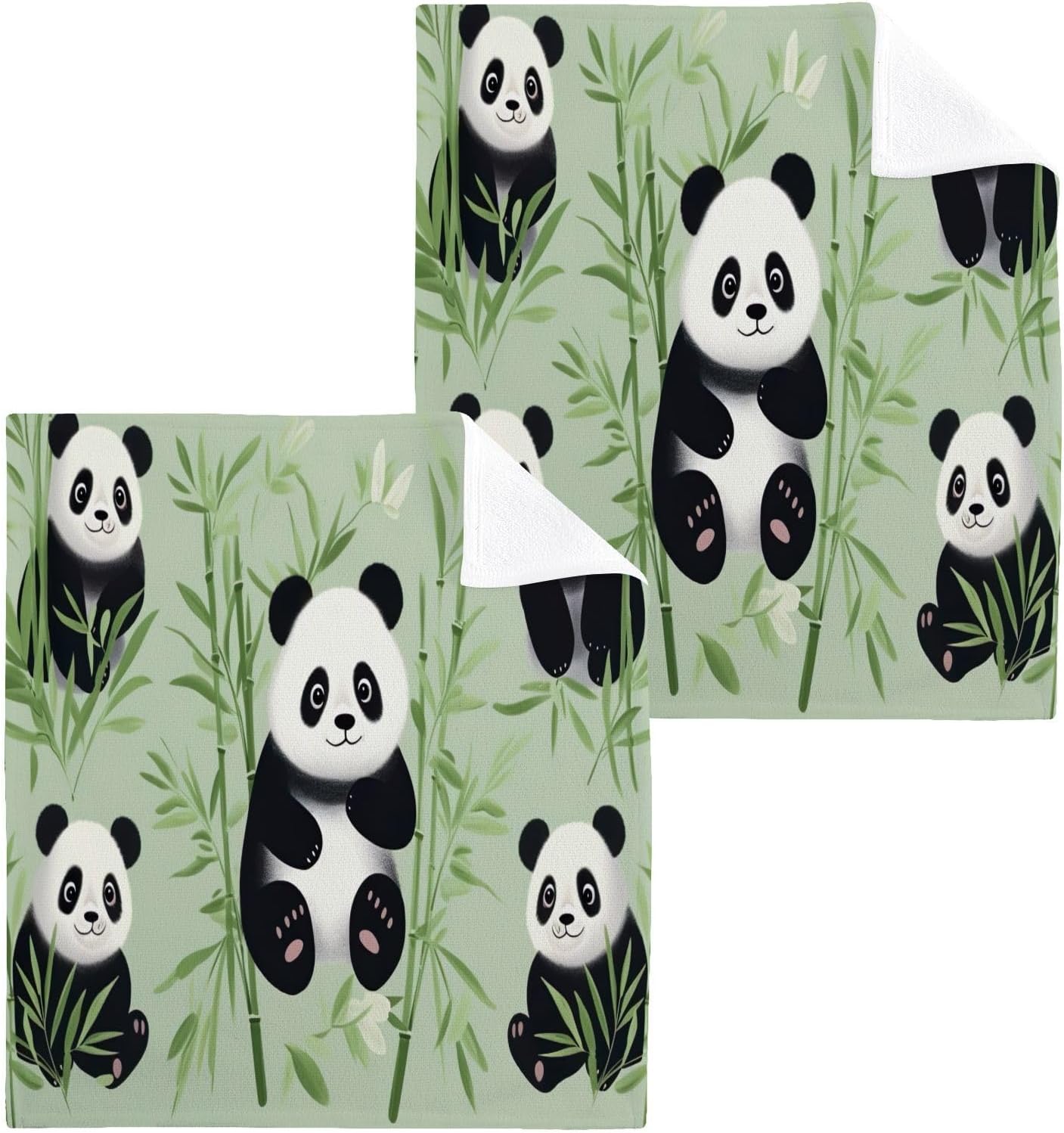 YETTASBIN Panda Washcloths 2 Pack Soft Absorbent Face Towels