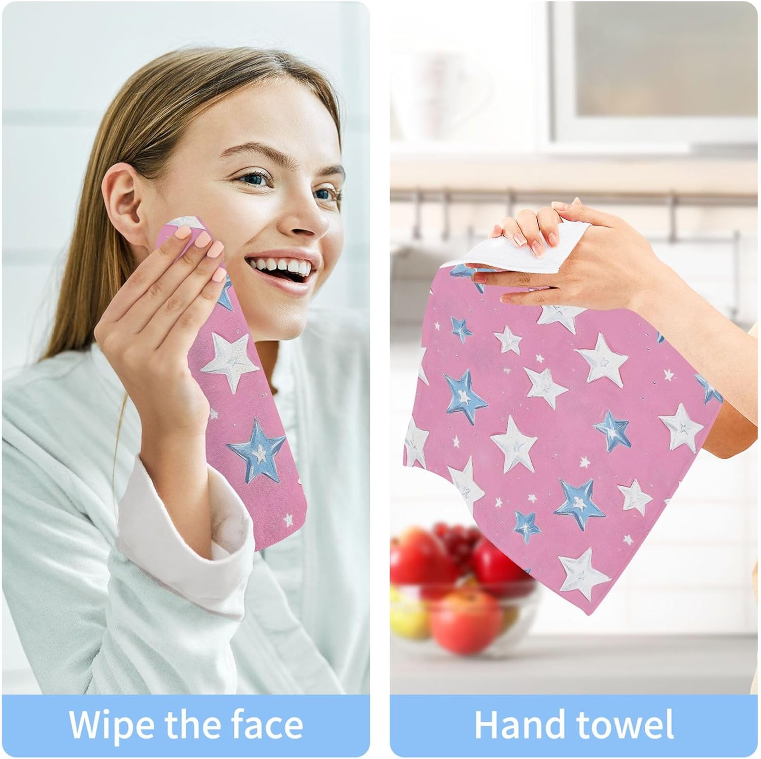 Xigua White Stars Washcloth Set 2-12